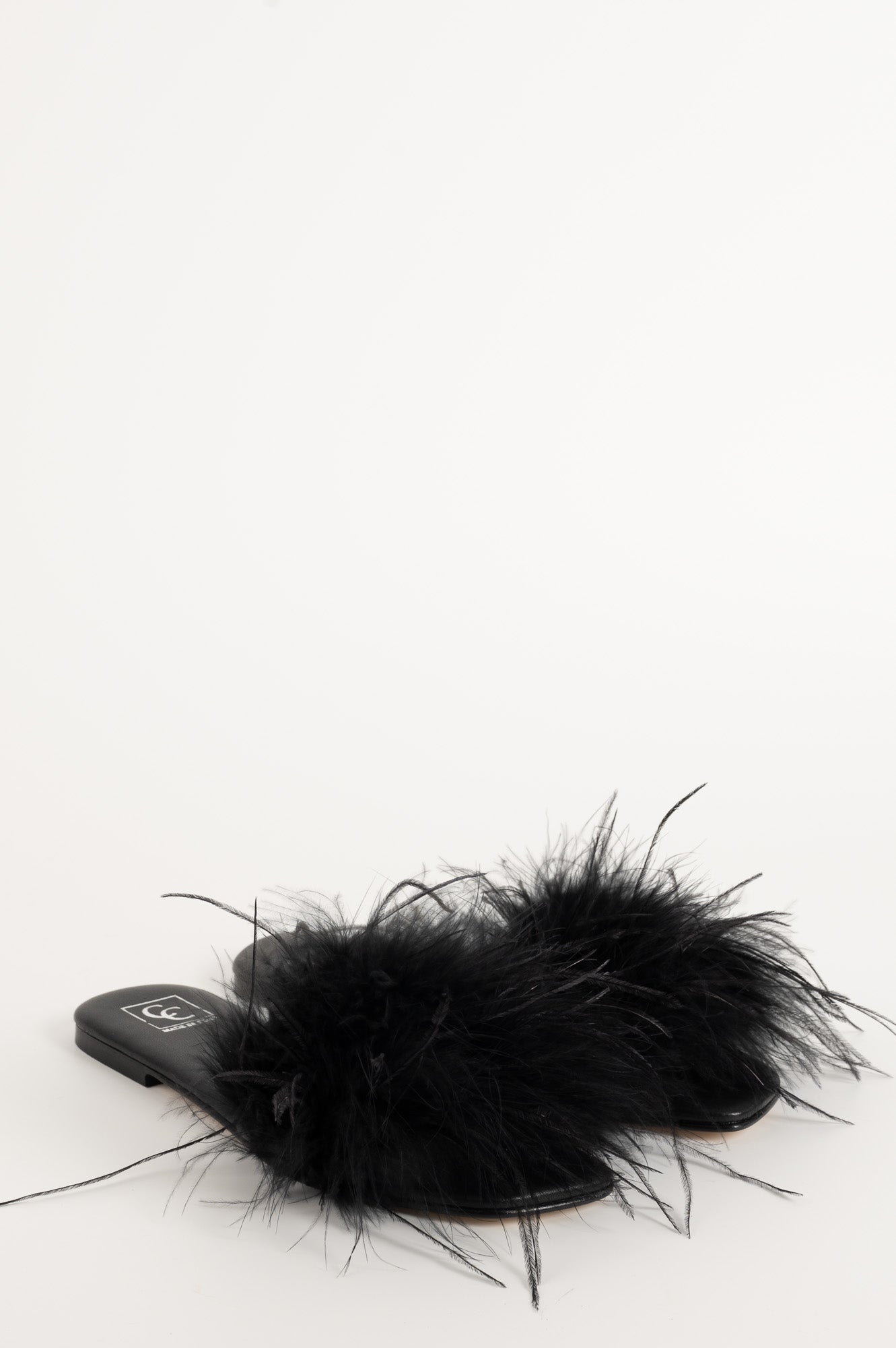 Feather Sandal Louise | Black Nappa Leather & Ostrich Feathers
