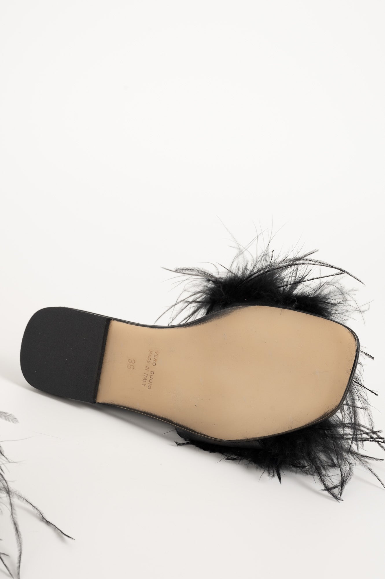 Feather Sandal Louise | Black Nappa Leather & Ostrich Feathers