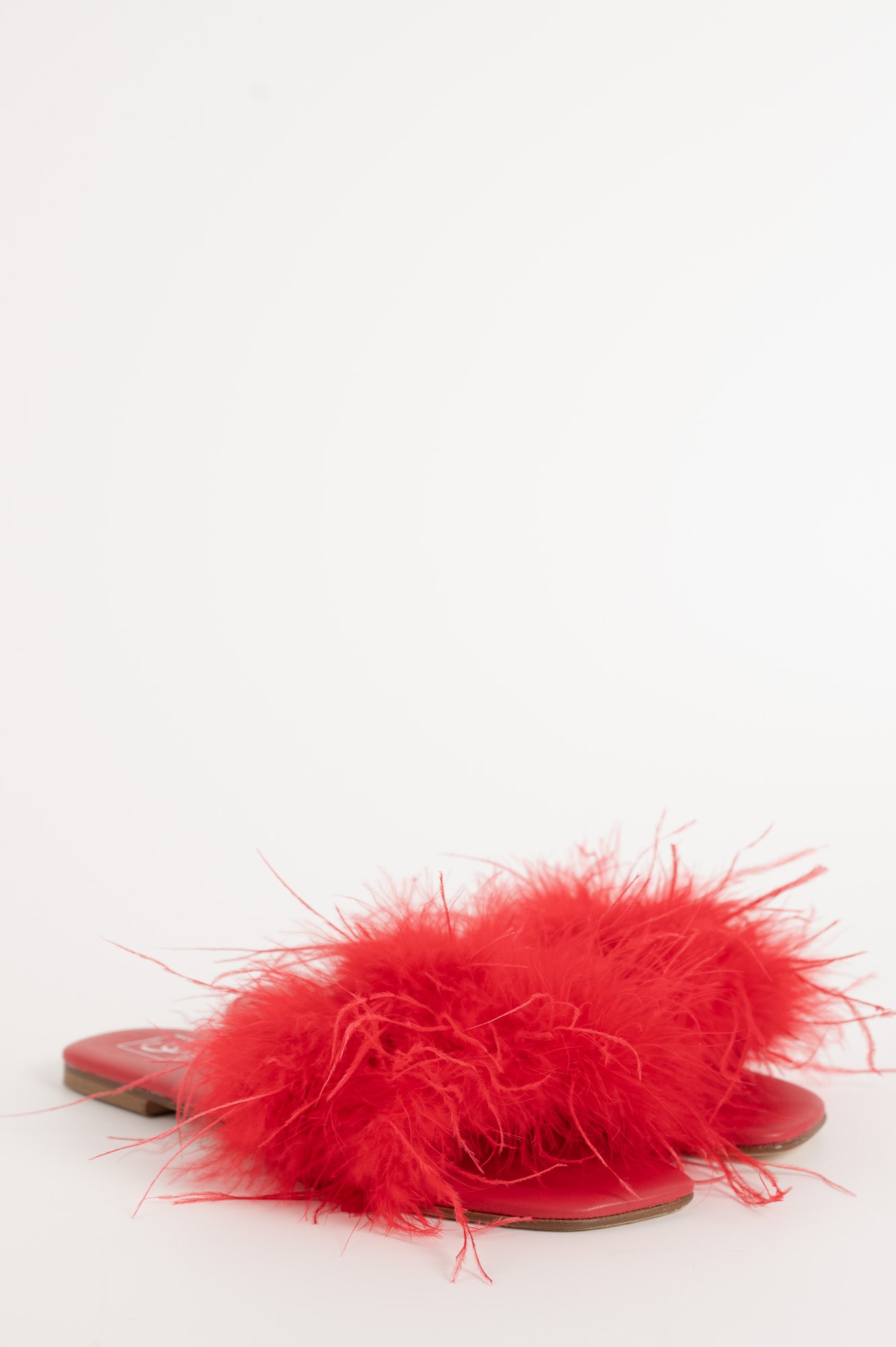 Feather Sandal Louise | Red Nappa Leather & Feathers