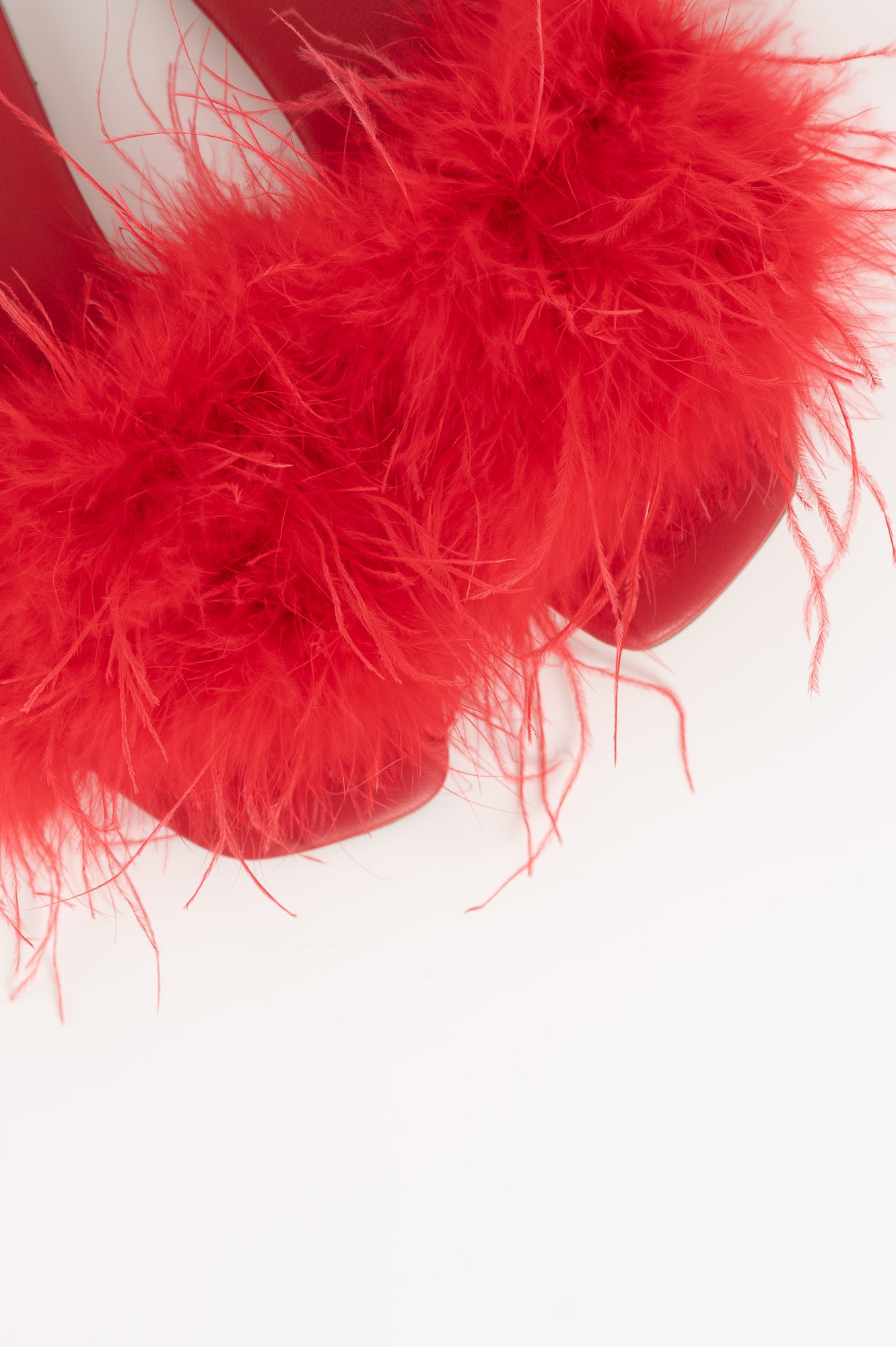 Feather Sandal Louise | Red Nappa Leather & Feathers