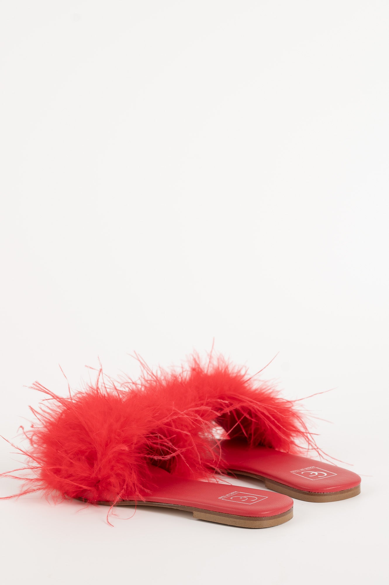 Feather Sandal Louise | Red Nappa Leather & Feathers