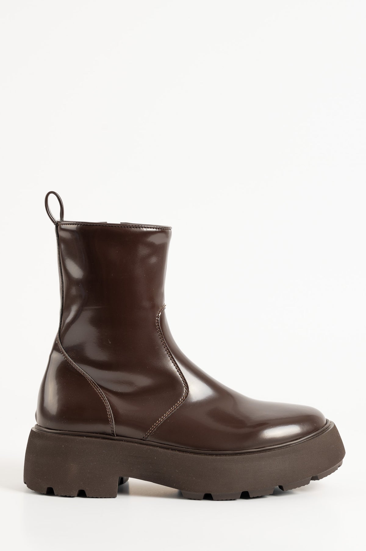 Platform Boot Alison | Dark Brown Patent Leather