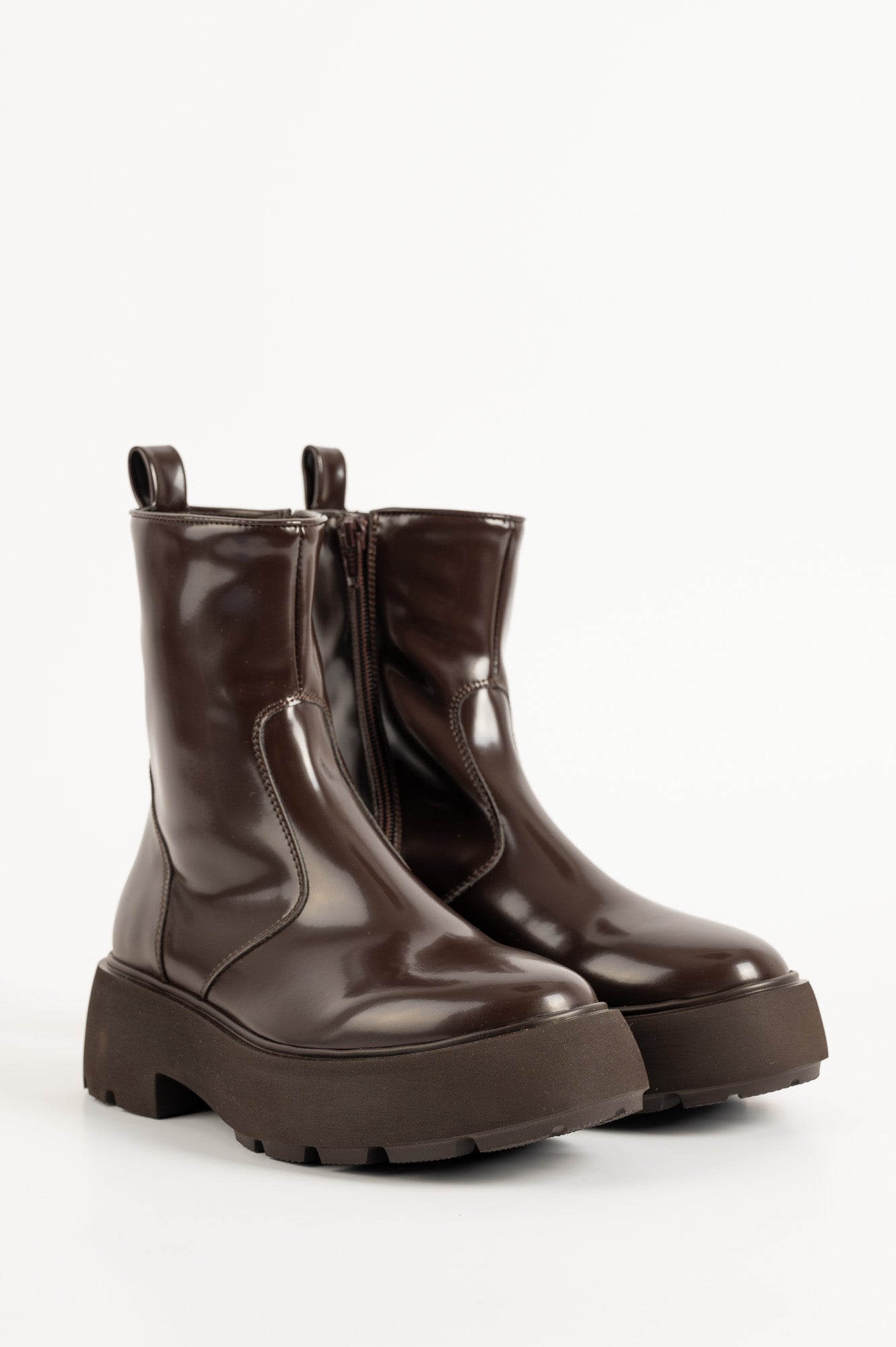 Platform Boot Alison | Dark Brown Patent Leather