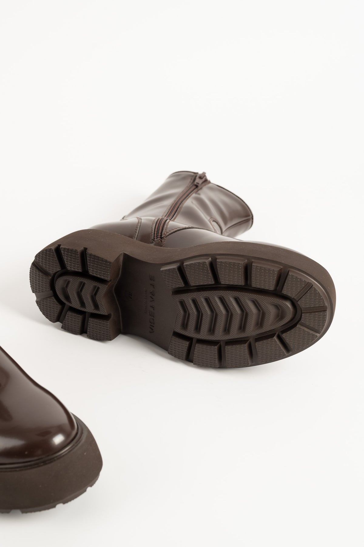 Platform Boot Alison | Dark Brown Patent Leather