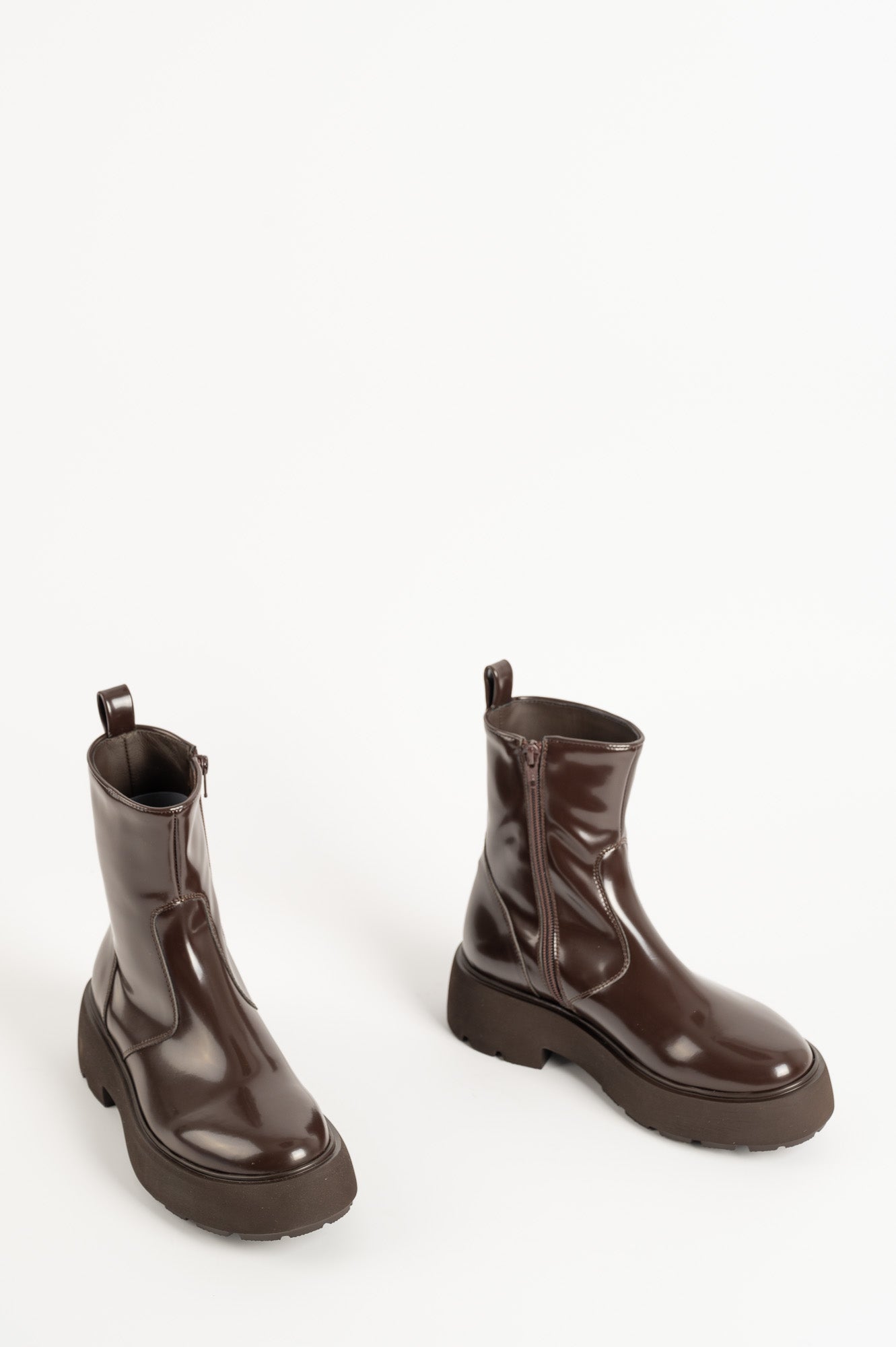 Platform Boot Alison | Dark Brown Patent Leather