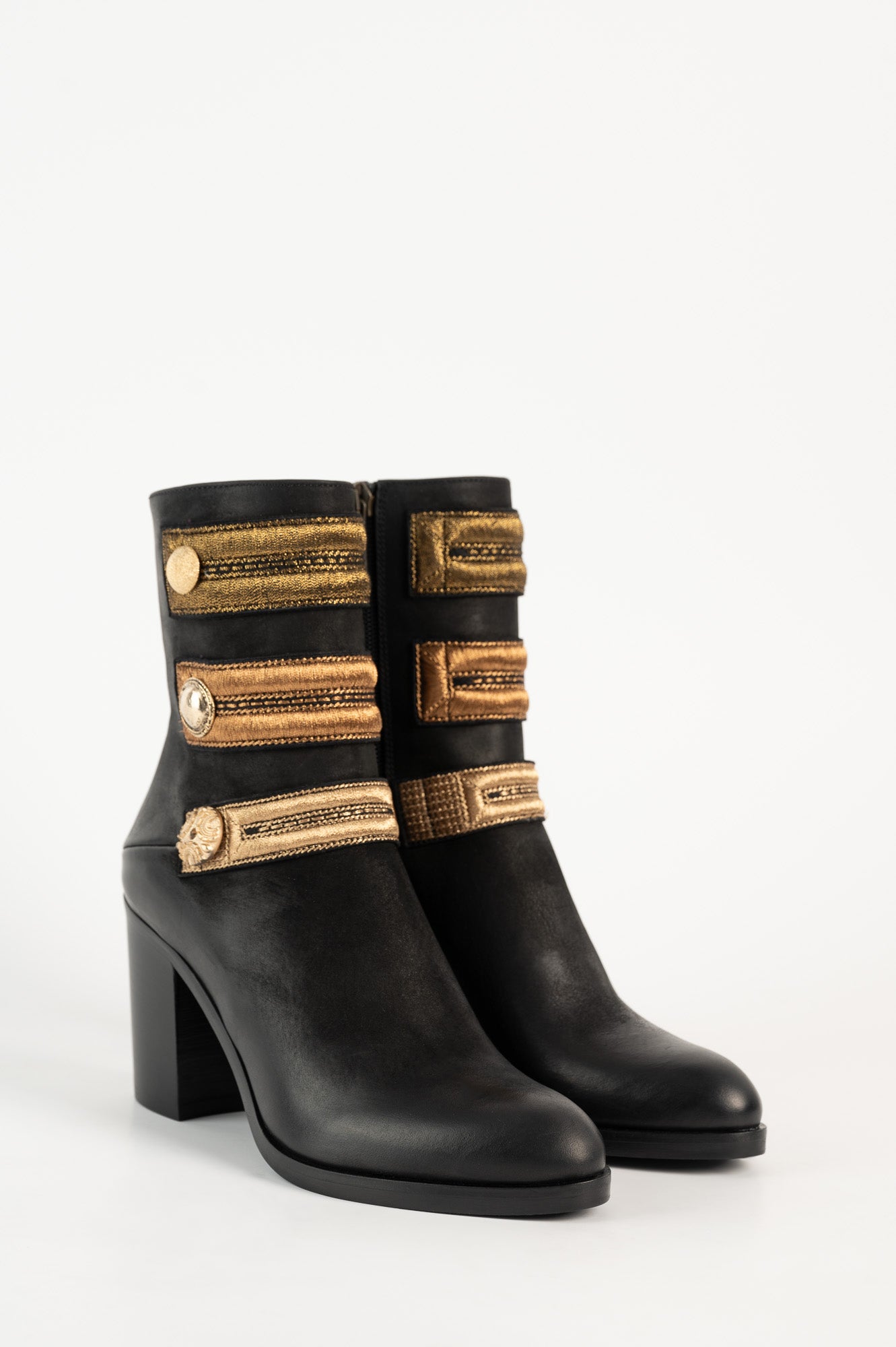 Ankle Boot Button | Black Calf Nubuck