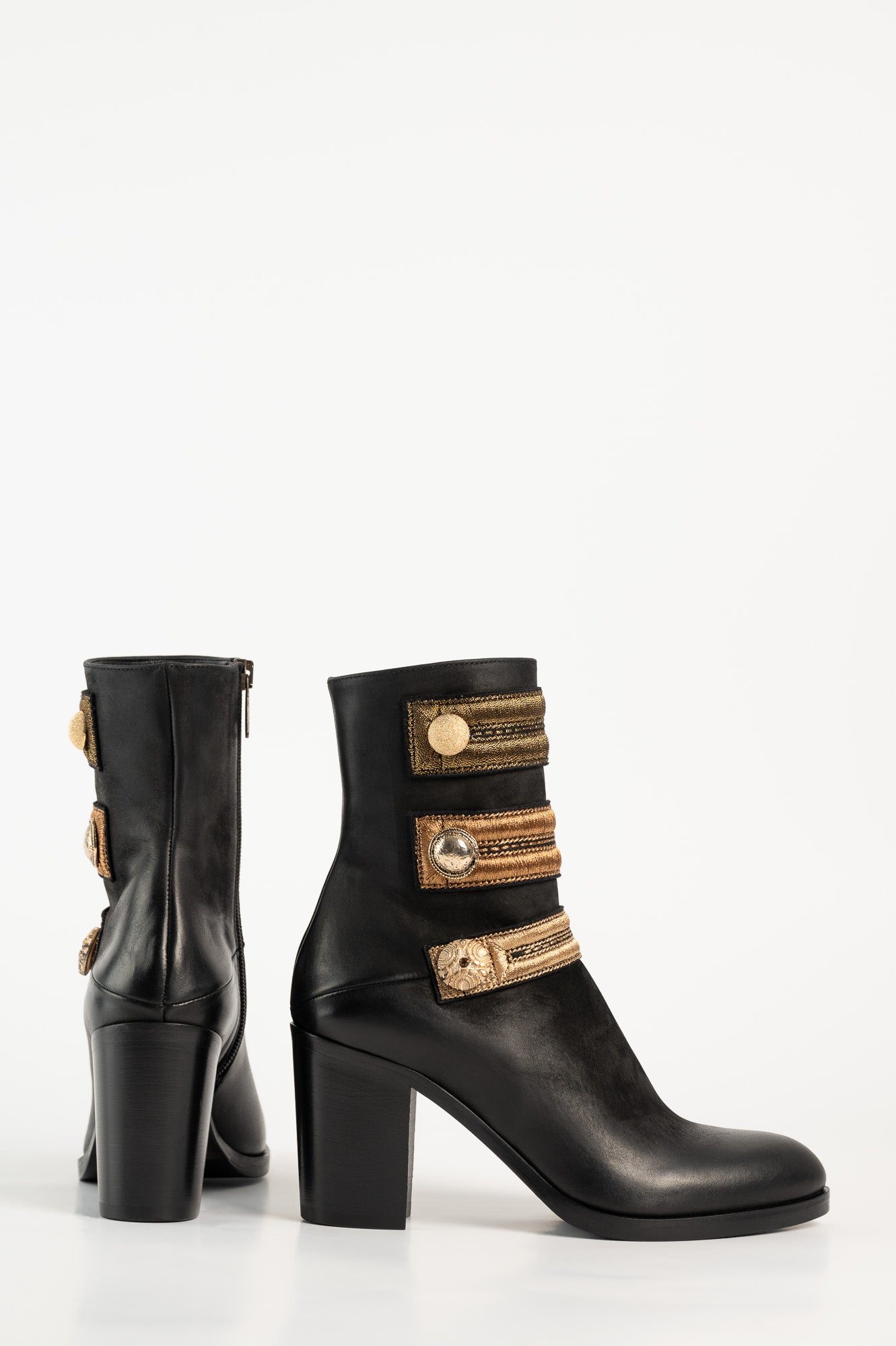 Ankle Boot Button | Black Calf Nubuck