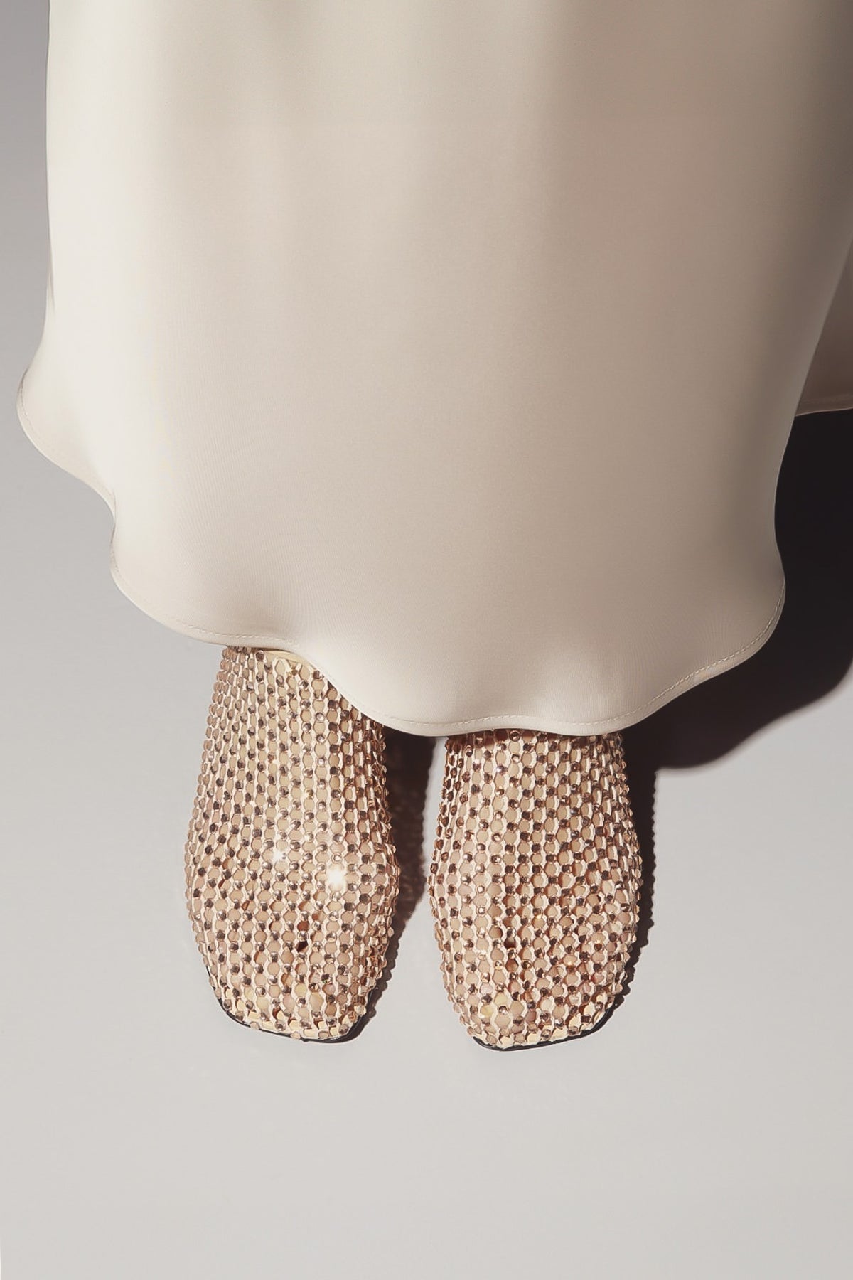 Squared Pump Jewels | Sand Crystal-Embellished Mesh