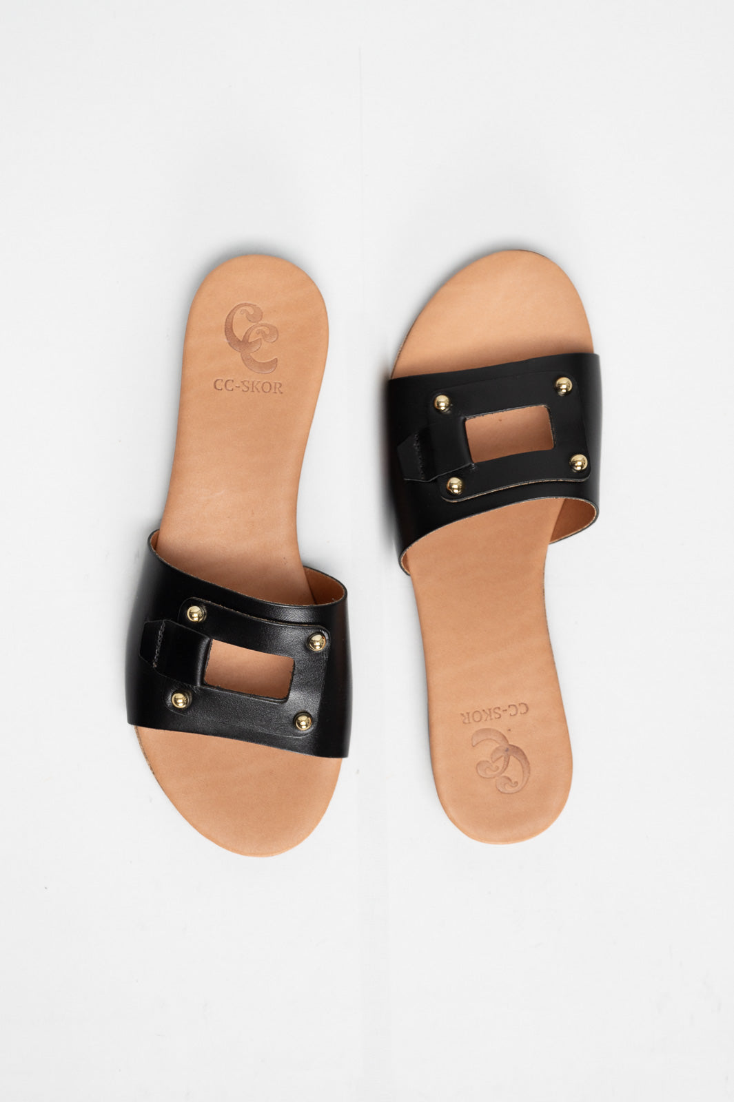 Flat Sandal Belt | Black Calf Leather