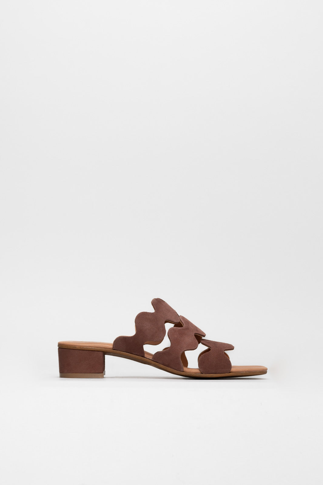Heeled Sandal Wave | Chocolate Brown Calf Suede