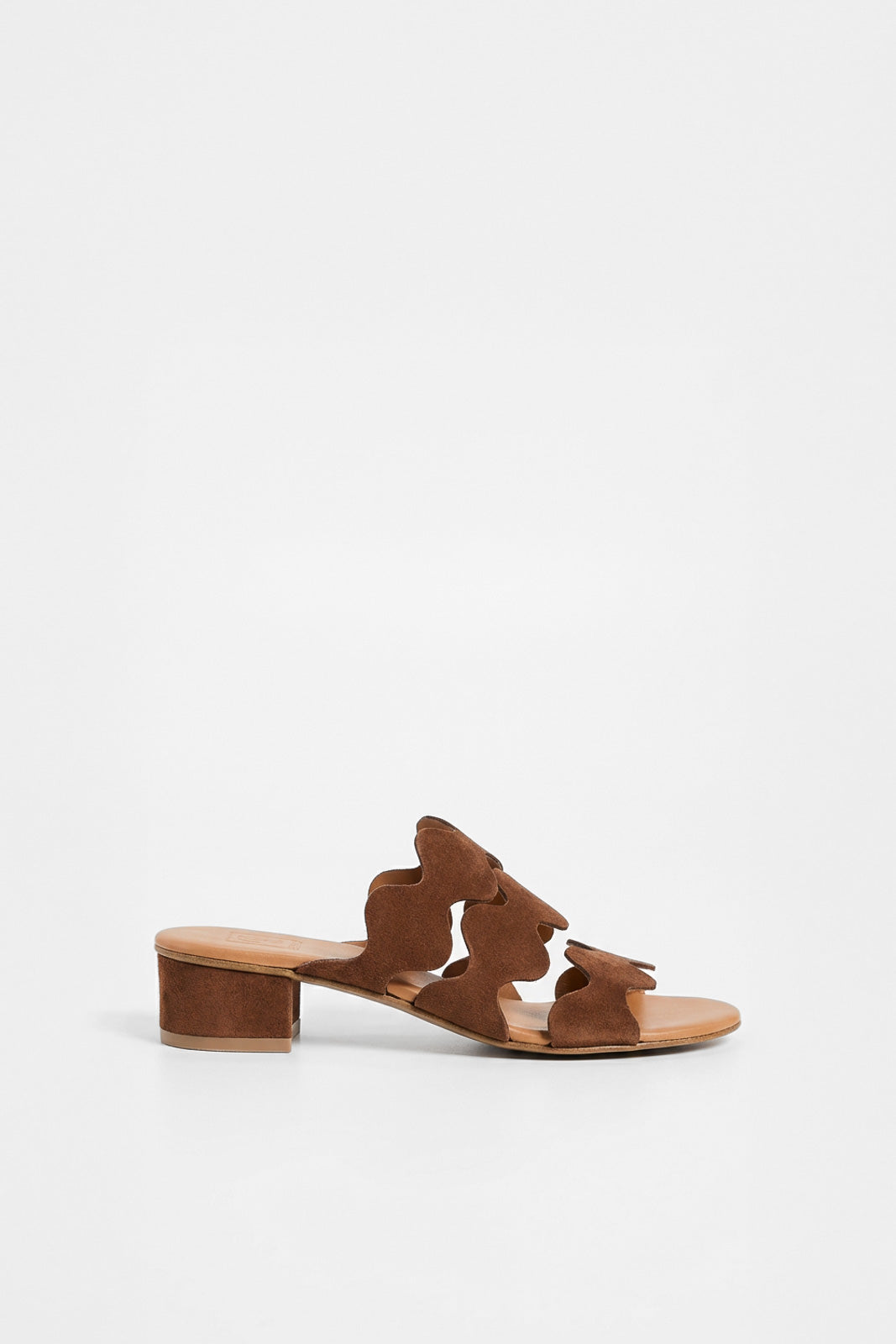 Heeled Sandal Wave | Chocolate Brown Calf Suede