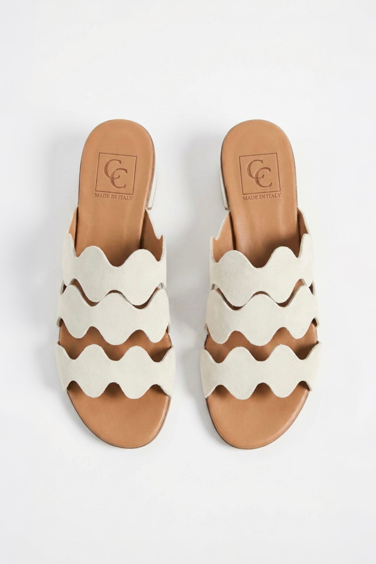 Heeled Sandal Wave | Off-White Calf Suede