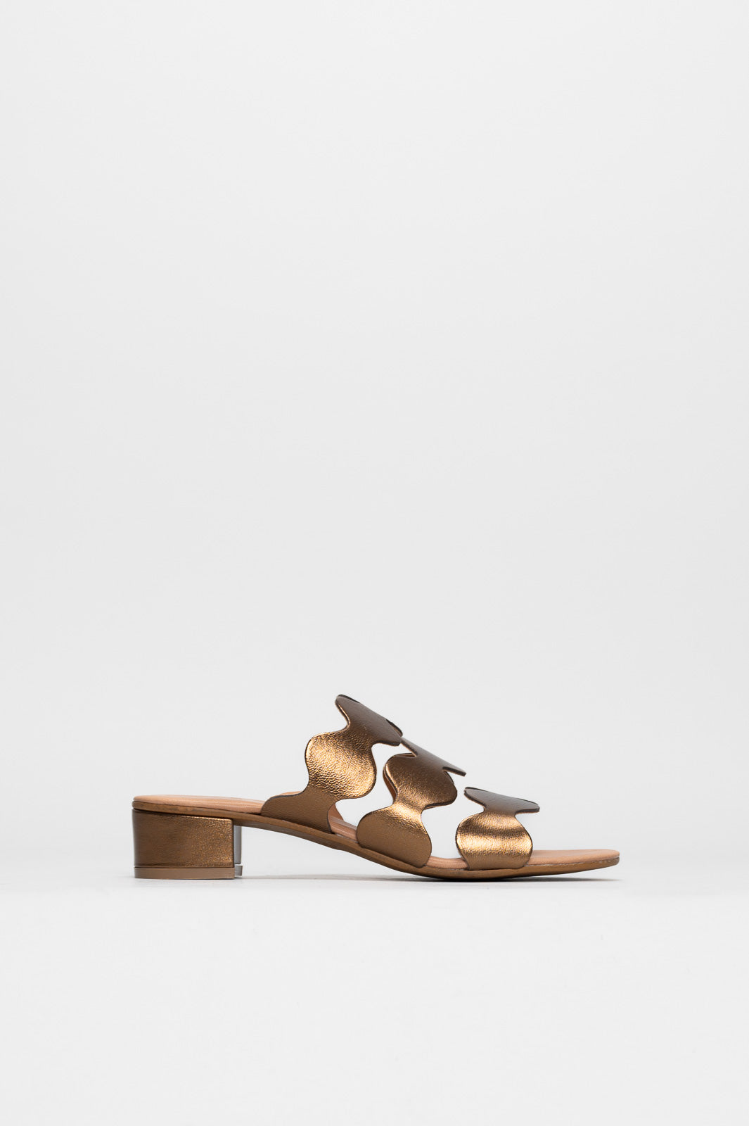Heeled Sandal Wave | Bronze Metallic Leather