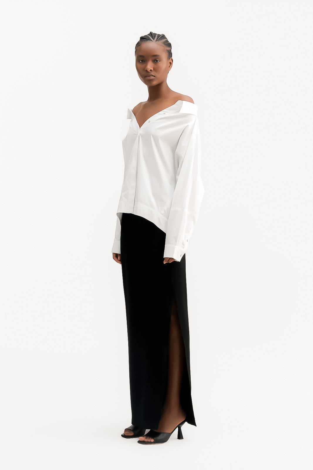 Heeled Mule Sandal Dahlia | Luxe Black Calf Leather