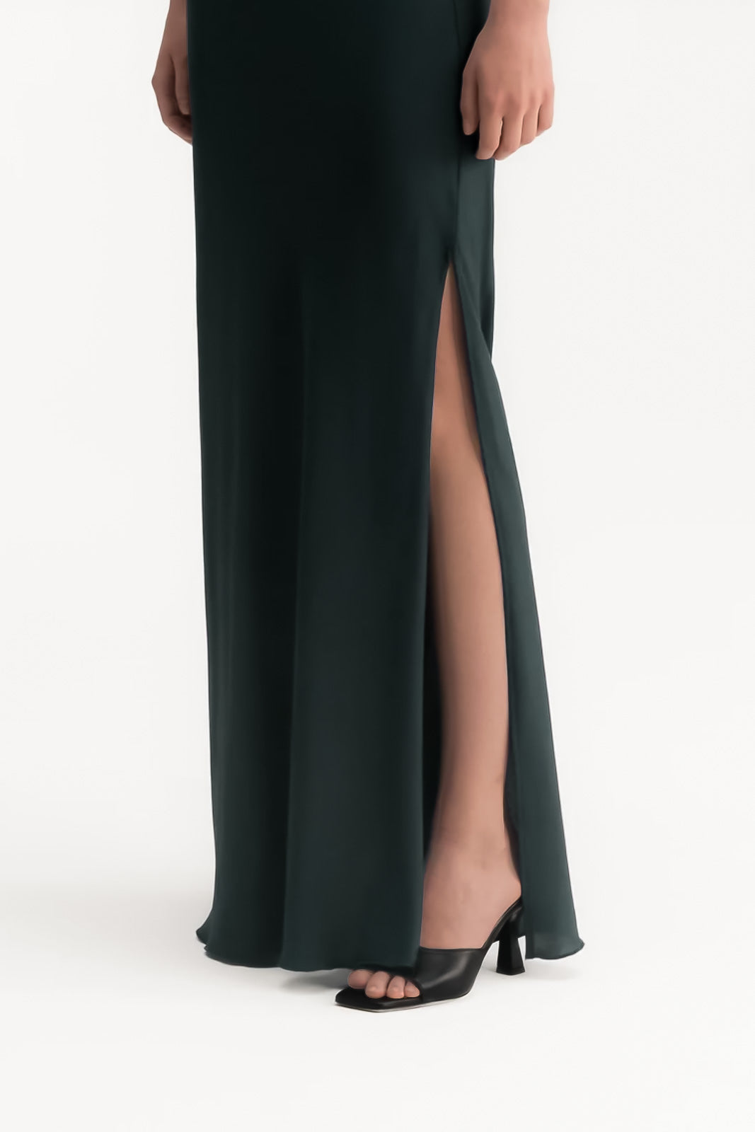 Heeled Mule Sandal Dahlia | Luxe Black Calf Leather