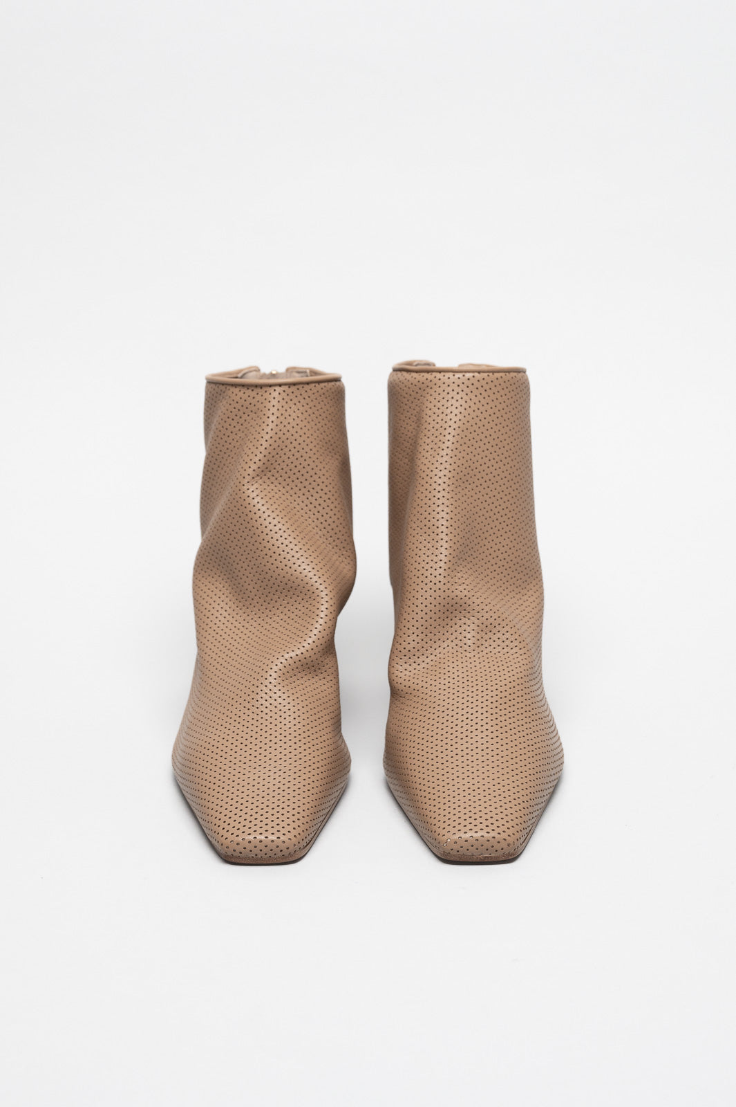 Mid-Heel Ankle Boot Chail | Beige Perforated Nappa Leather