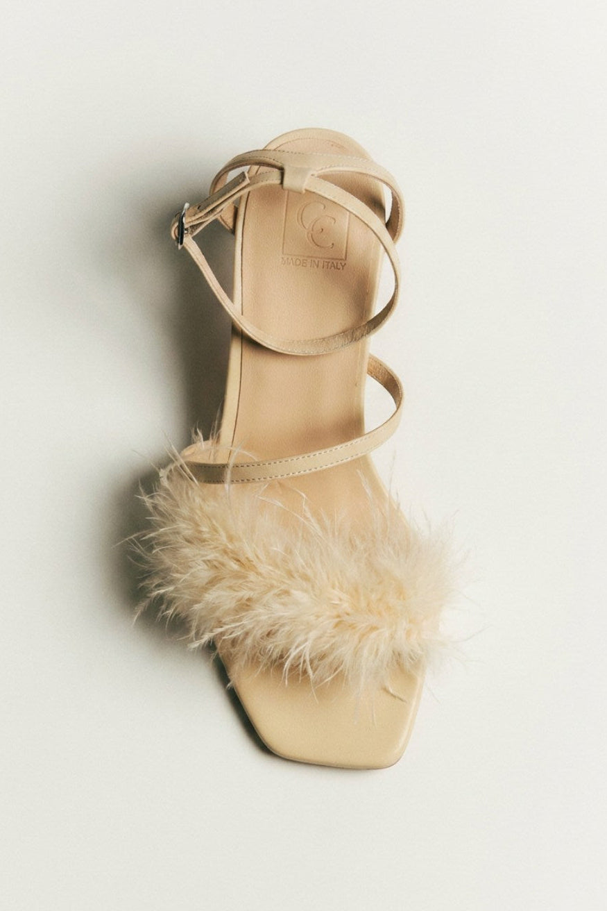 Heeled Sandal Louise | Off-White Soft Calf Leather