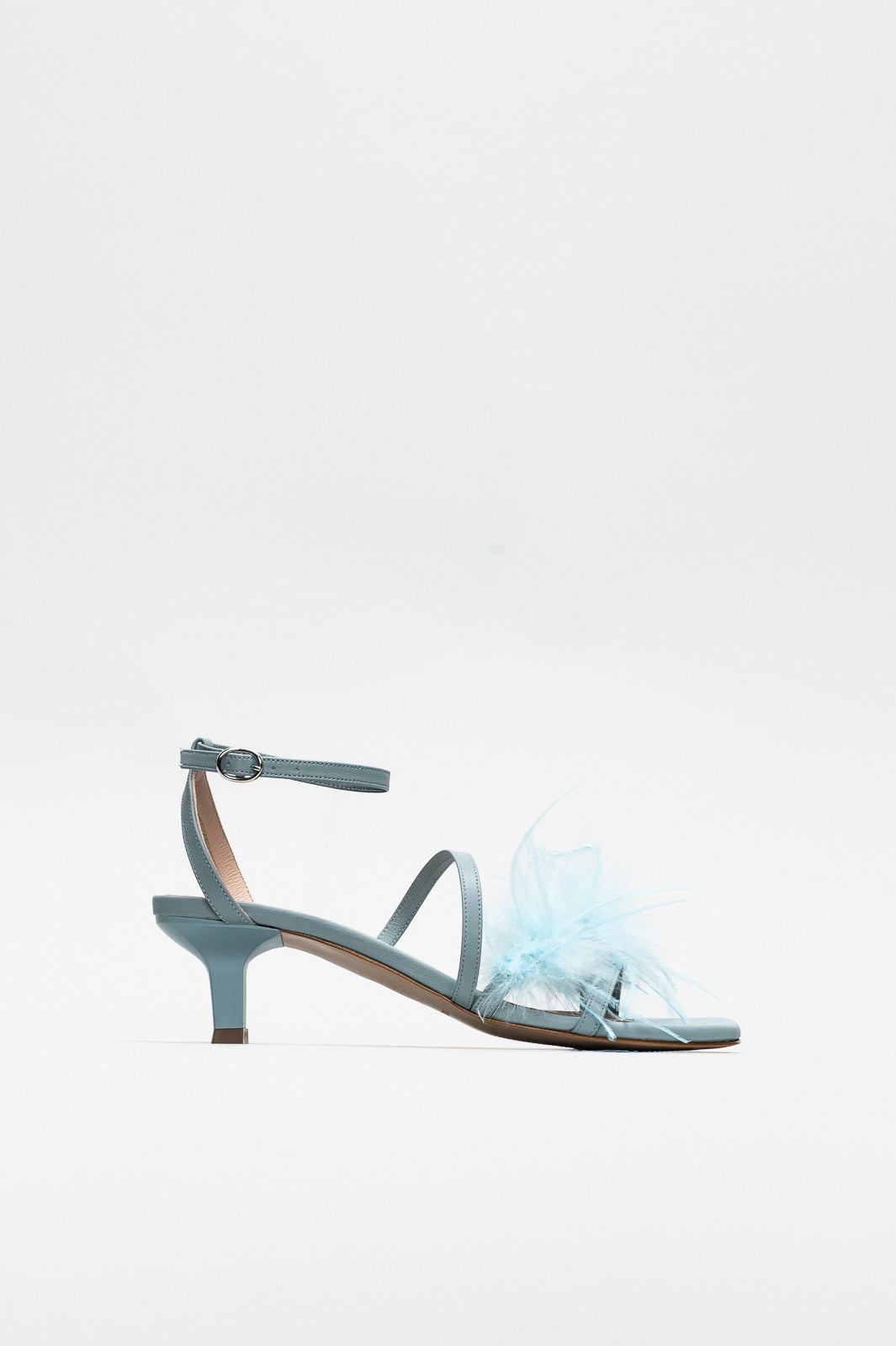 Heeled Sandal Louise | Light Blue Soft Calf Leather