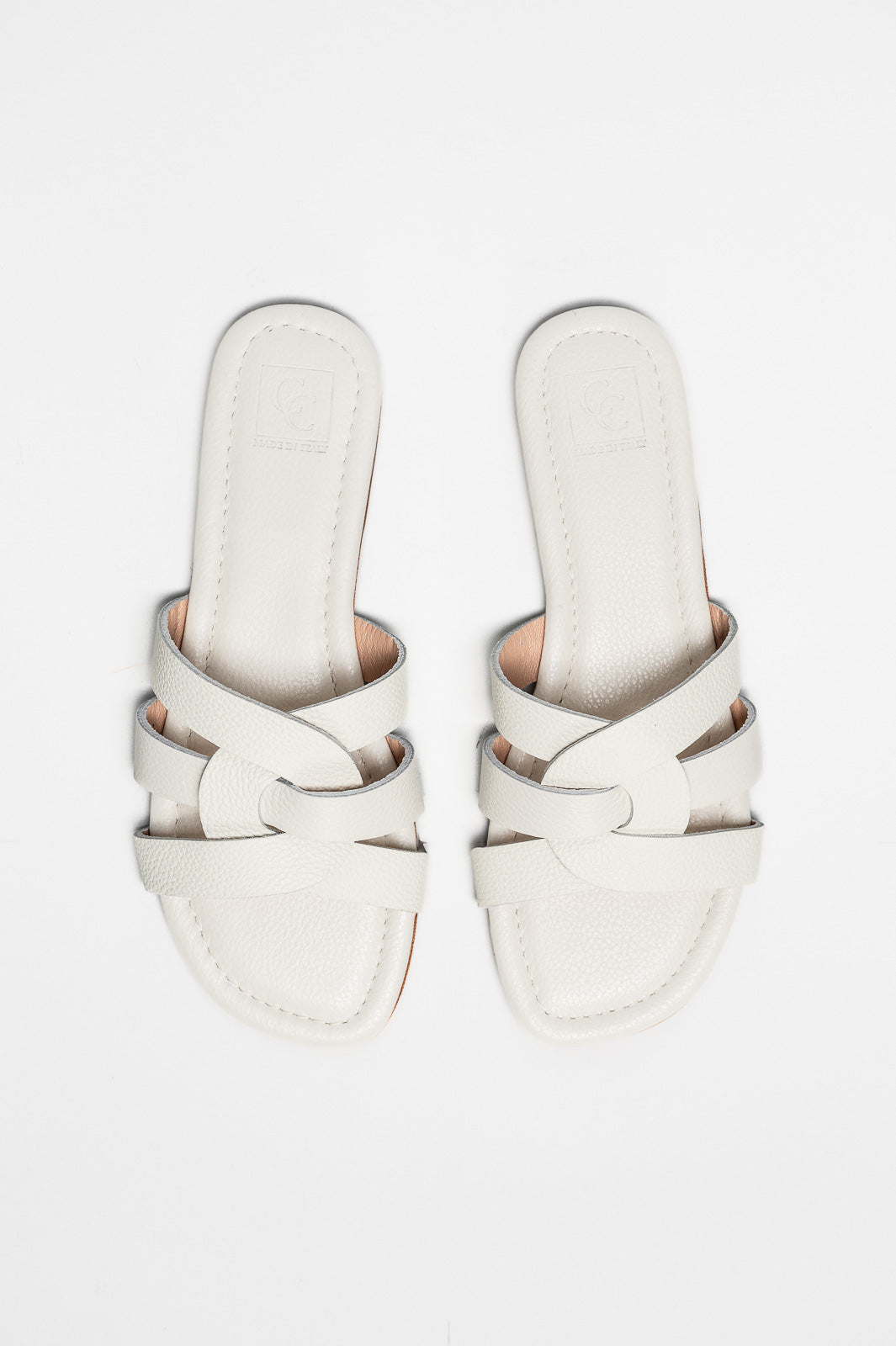 Flat Sandal Lauren | Pearl White Calf Leather