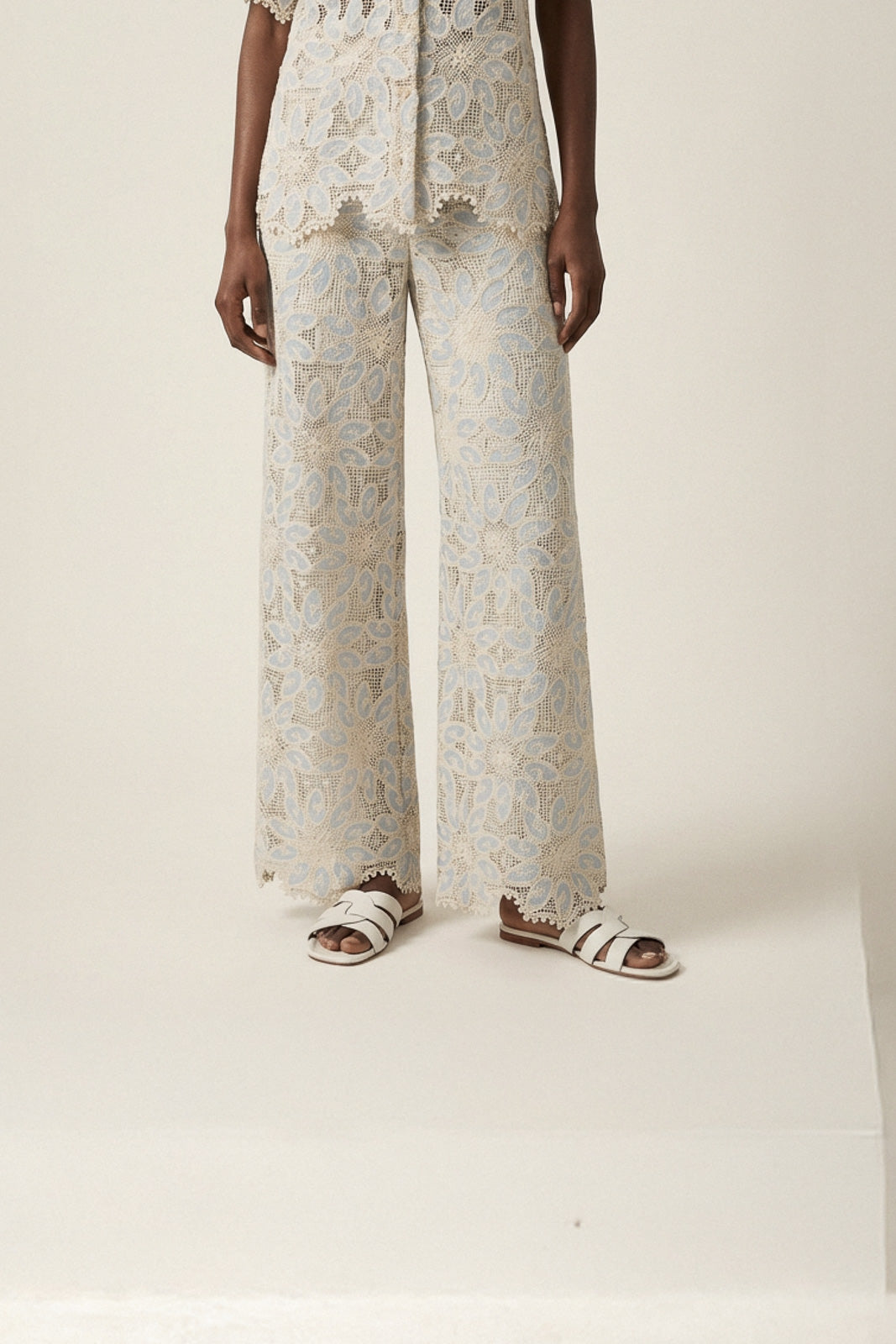 Flat Sandal Lauren | Pearl White Calf Leather