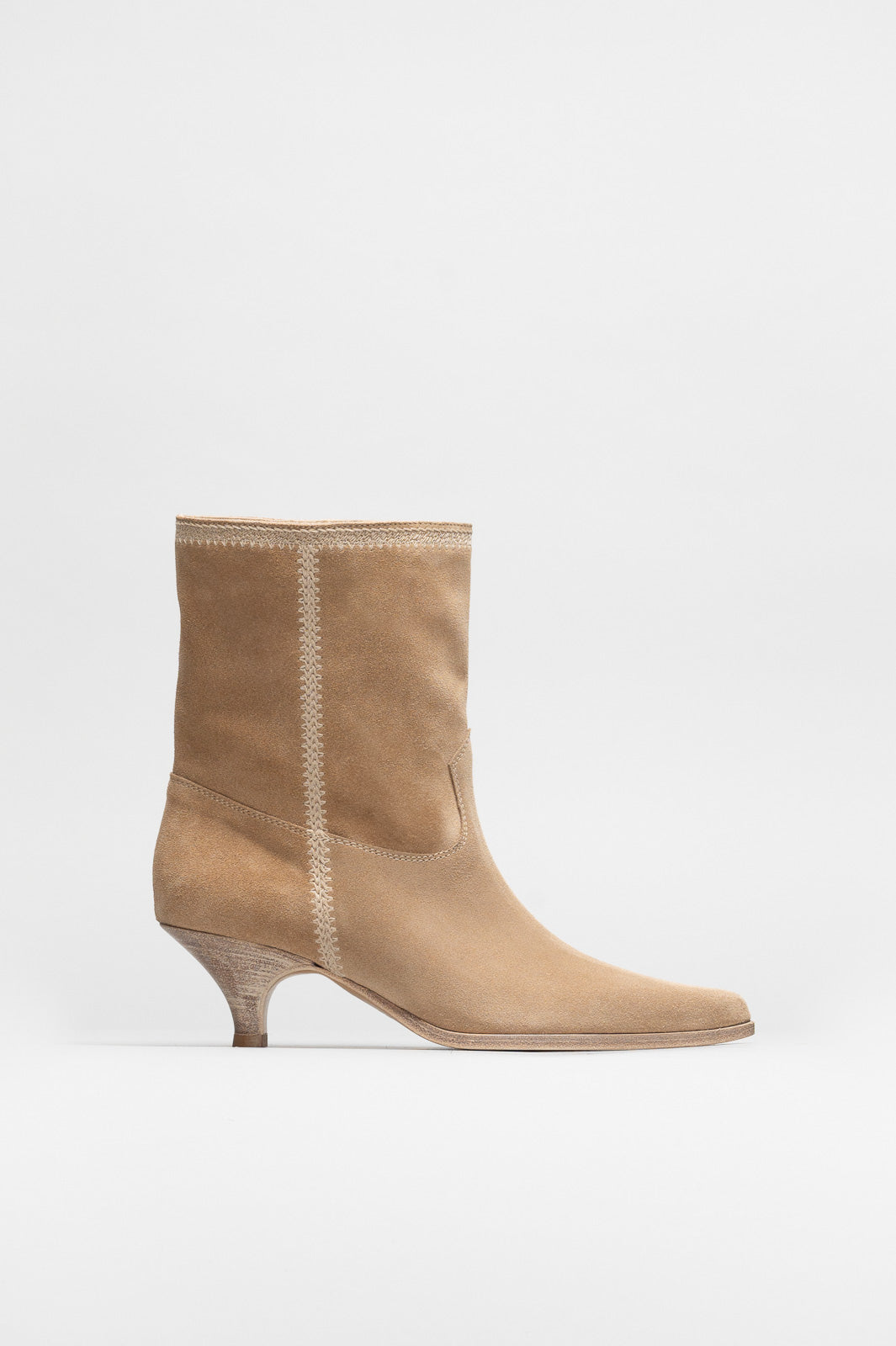 Embroidery Ankle Boot Thais | Sand Beige Suede