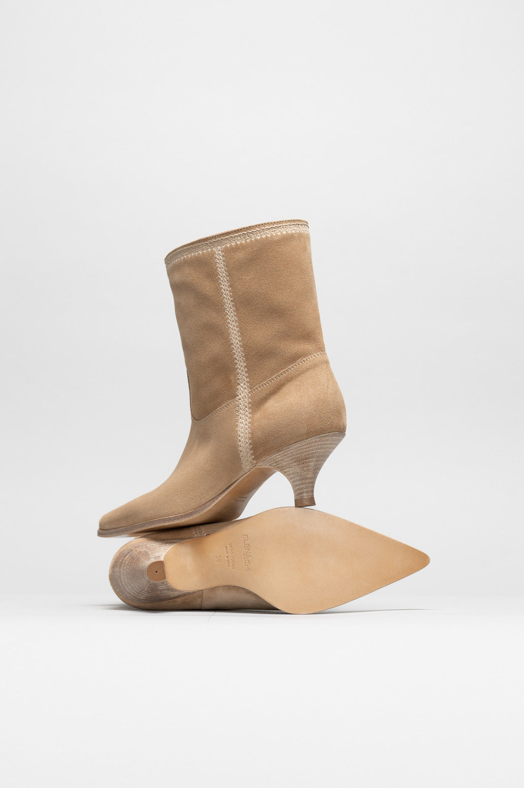 Embroidery Ankle Boot Thais | Sand Beige Suede