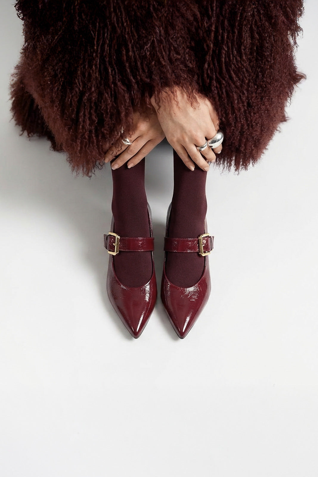 Buckle Pump Chiffon | Cherry Crinkled Patent Nappa