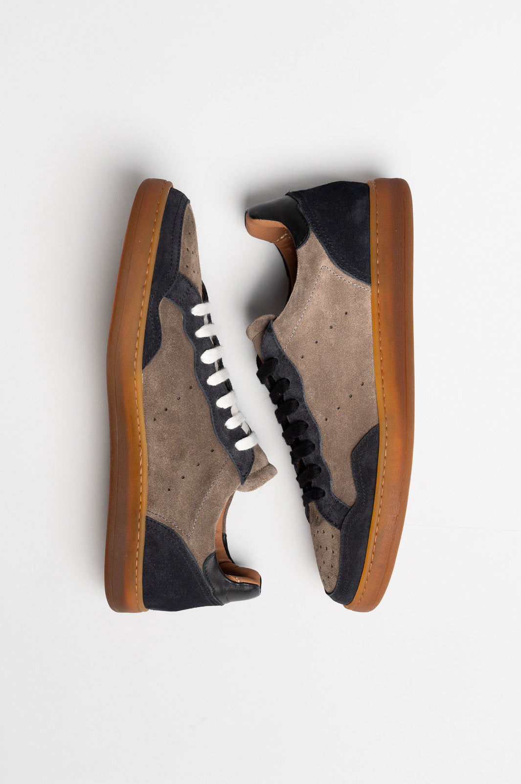 Men's Low-Top Sneaker | Taupe-Black Vintage Suede
