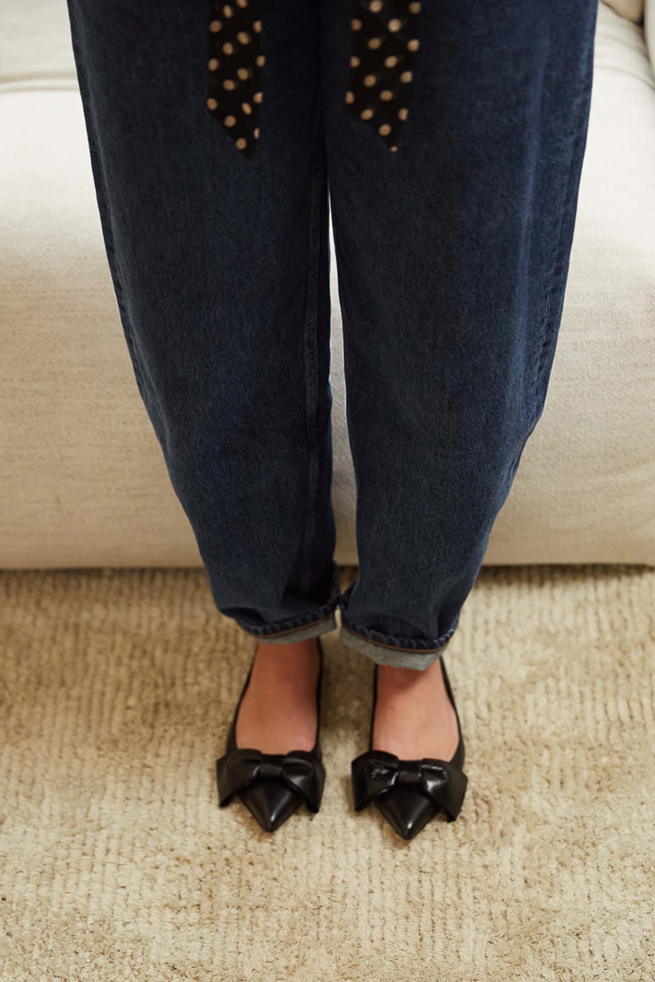 Ballet Flat Ingrid Bow | Black Nappa Leather