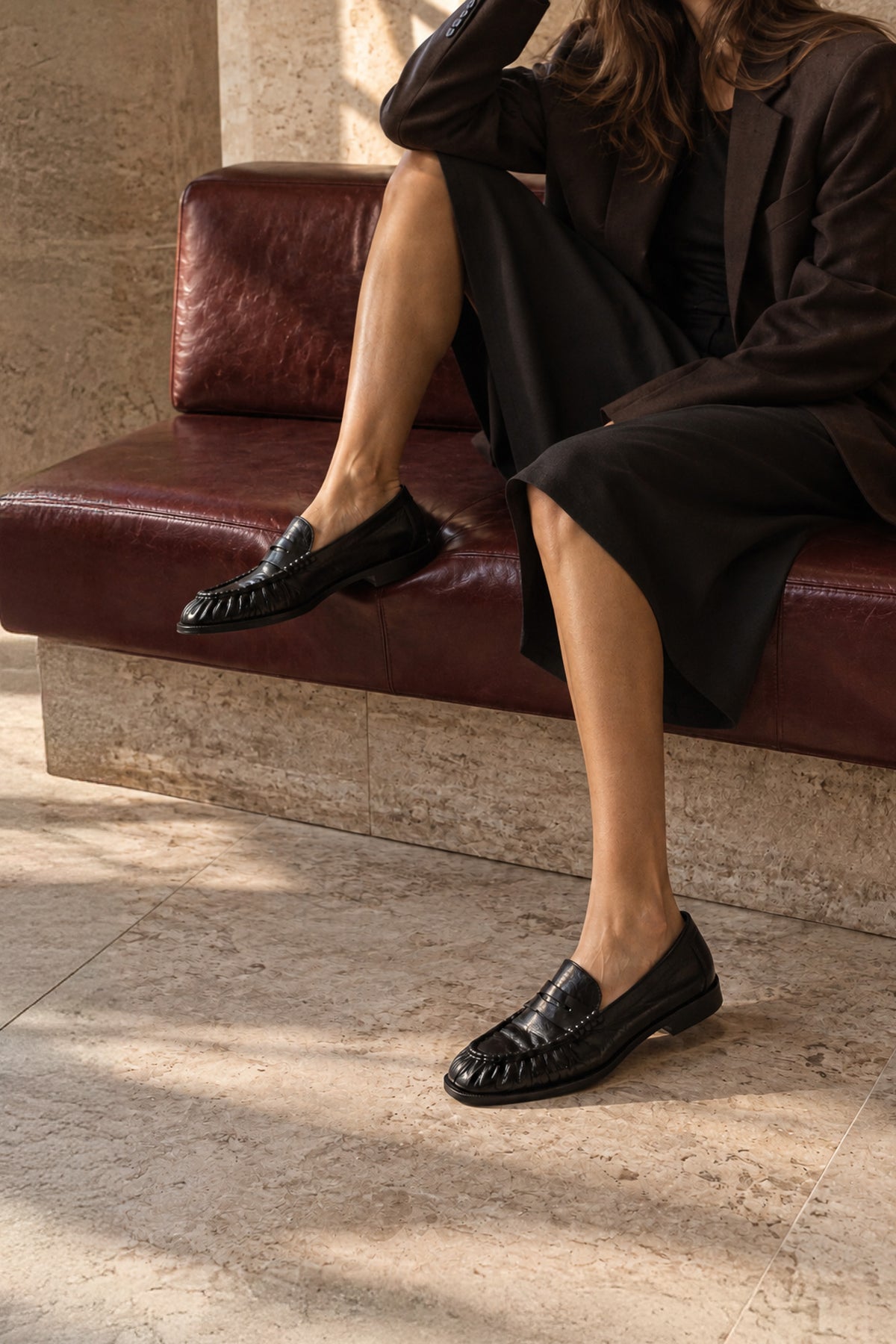 Ruched Loafer Gigi | Black Nappa Leather