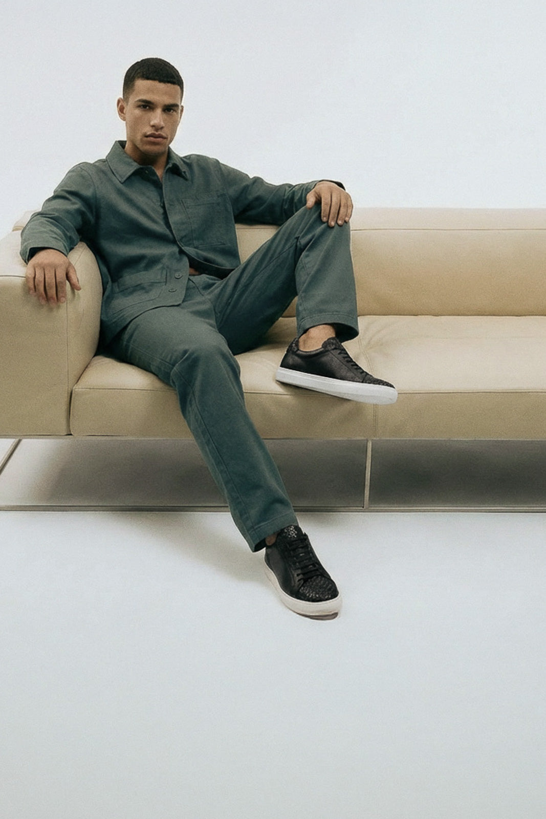 Men's Signature Braided Sneaker | Graphite Black Calf Leather