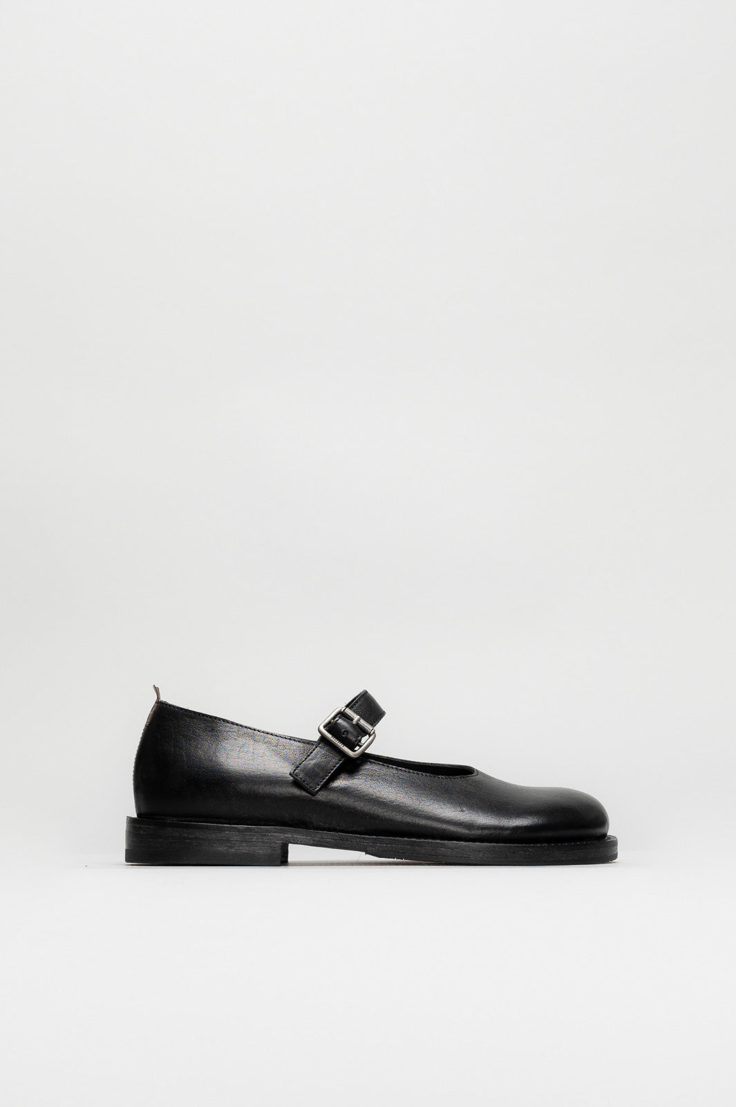 Mary Jane Flat Kurni | Rustic Black Calf Leather