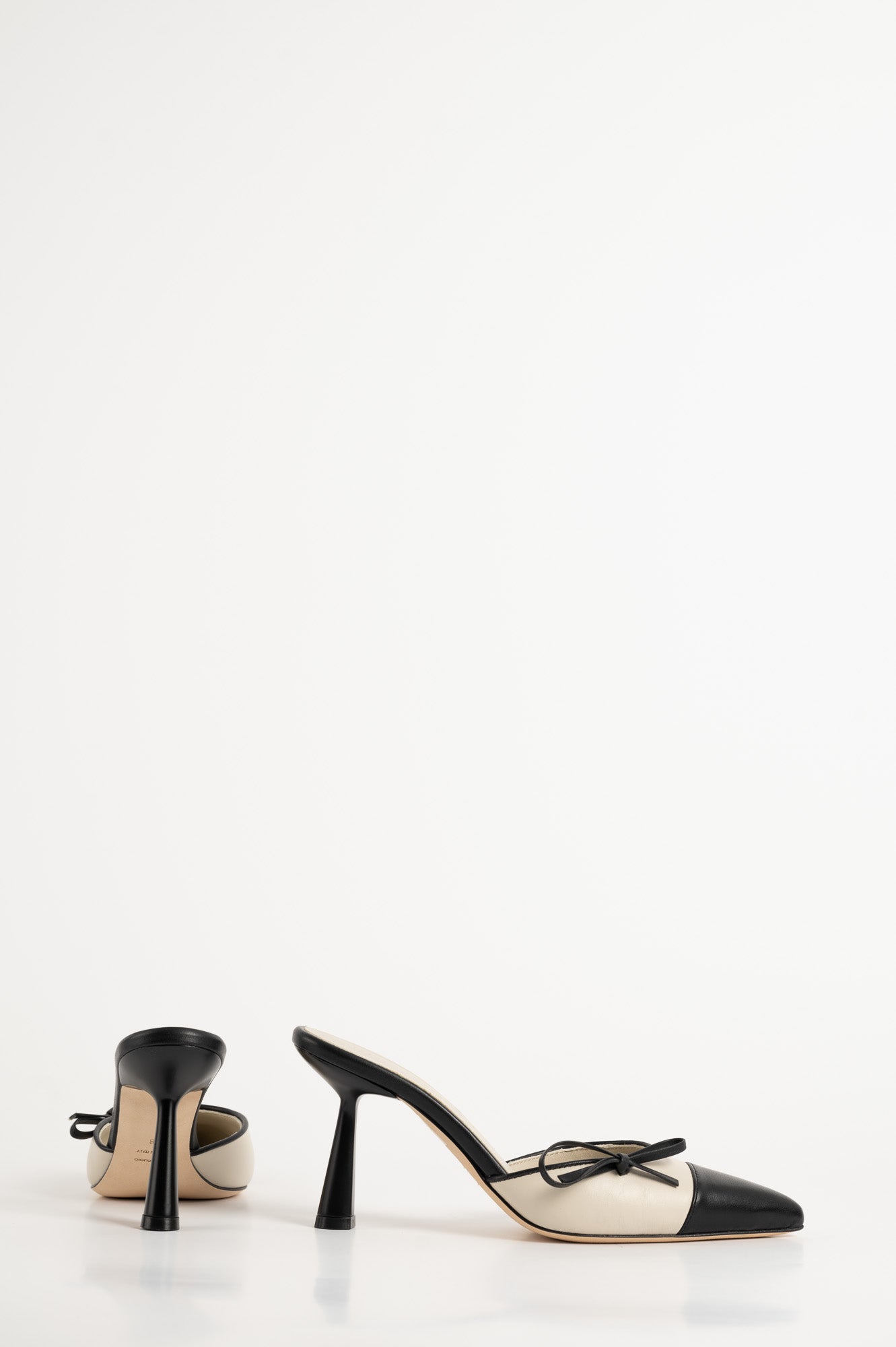 Heeled Mule Pump Prim 9 cm | Noble Black & Ivory White