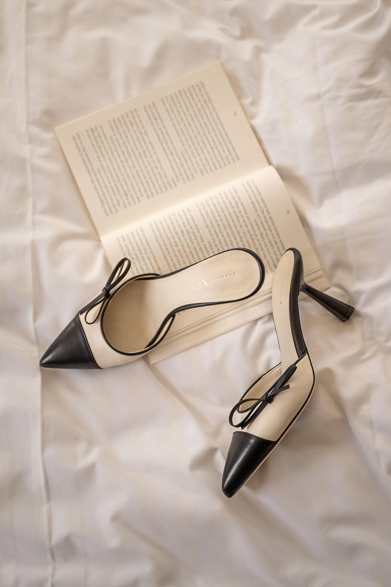 Heeled Mule Pump Prim 9 cm | Noble Black & Ivory White