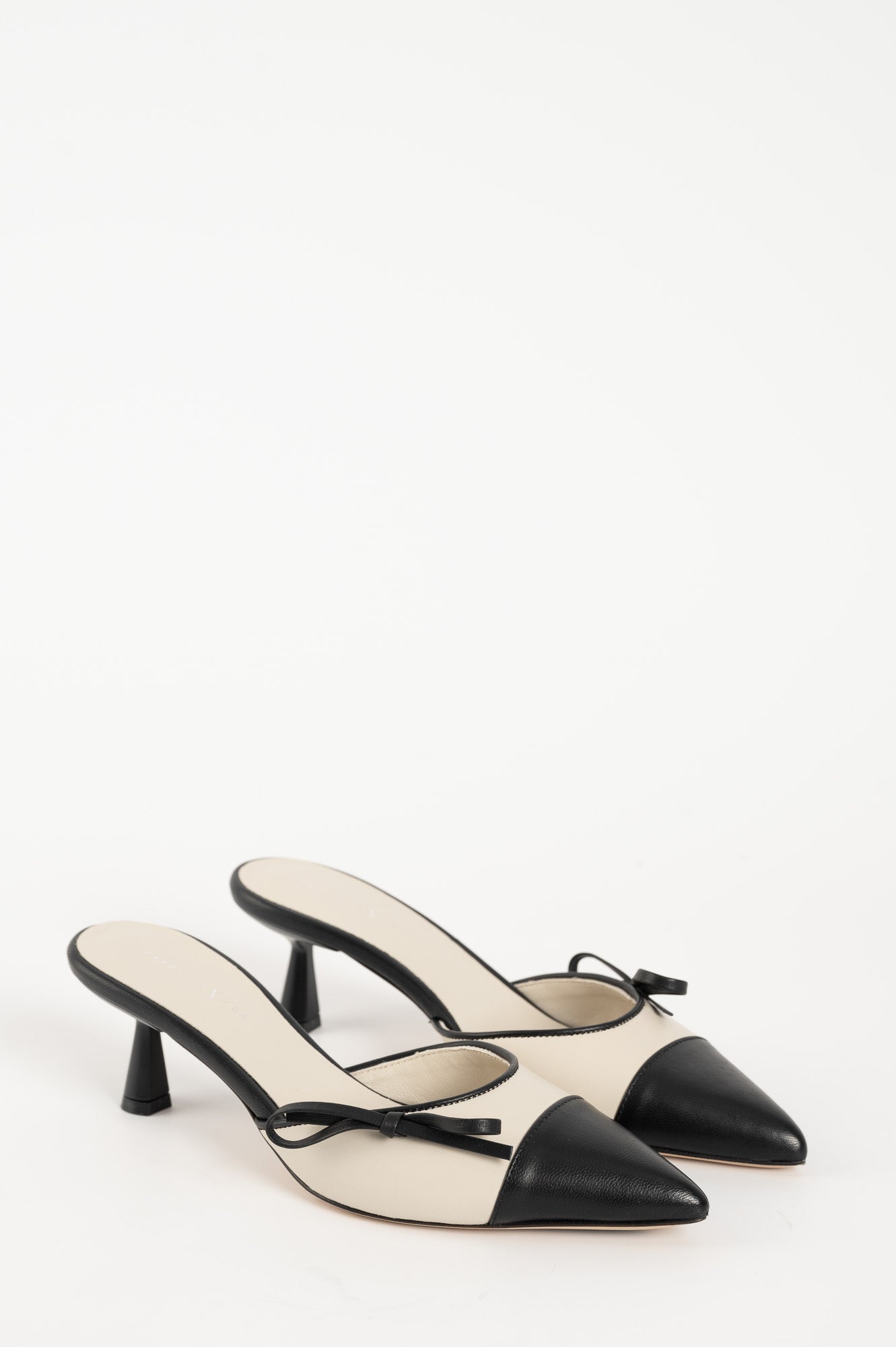 Mule Pump Prim | Black & Ivory 6cm