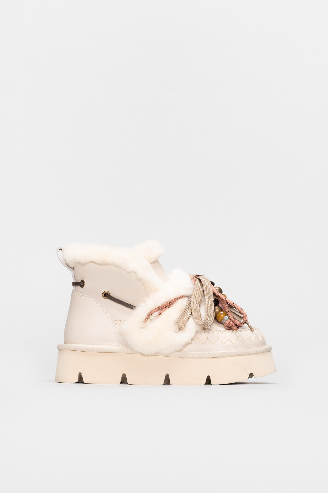 Shearling Platform Boot Aki | White Calf Leather