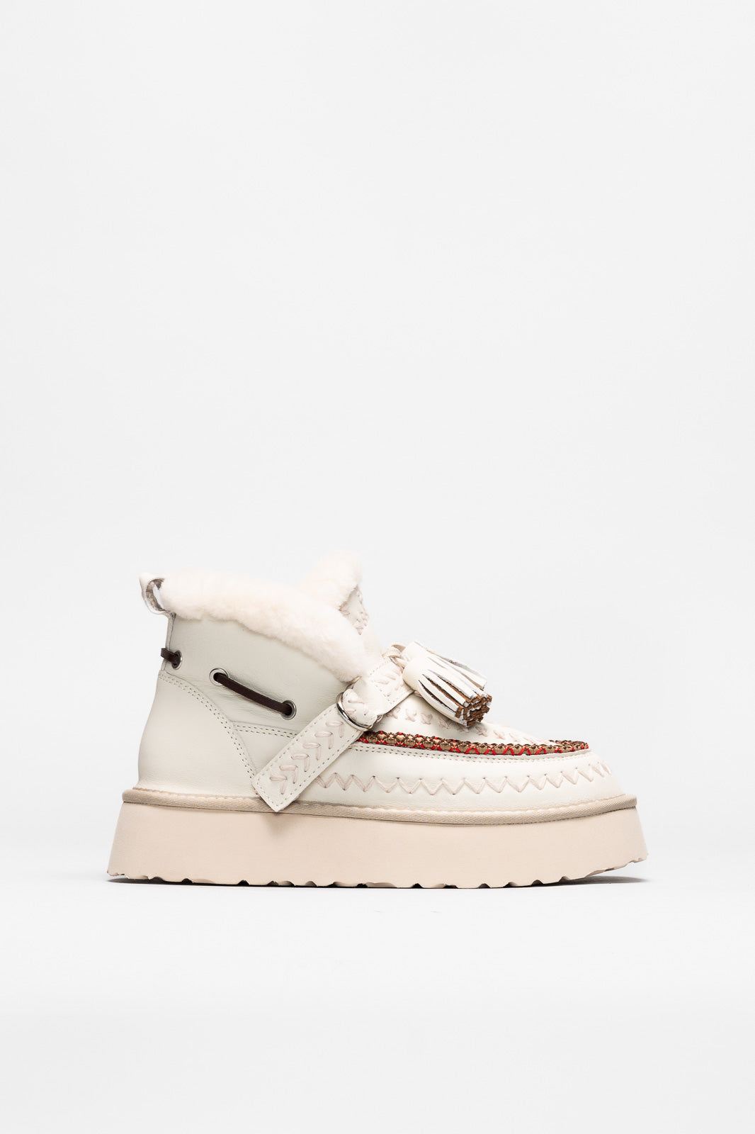 Moccasin Boot Soraya | Off White Calf Leather