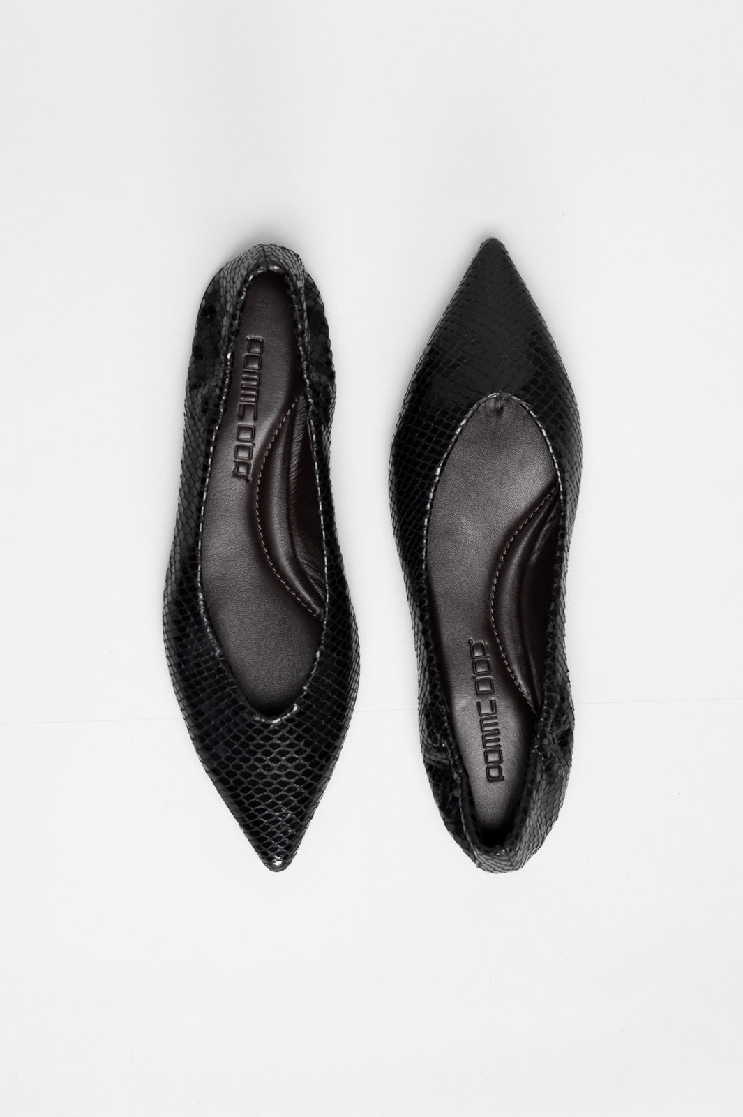Ballet Flat Ingrid | Black Python-Embossed Leather