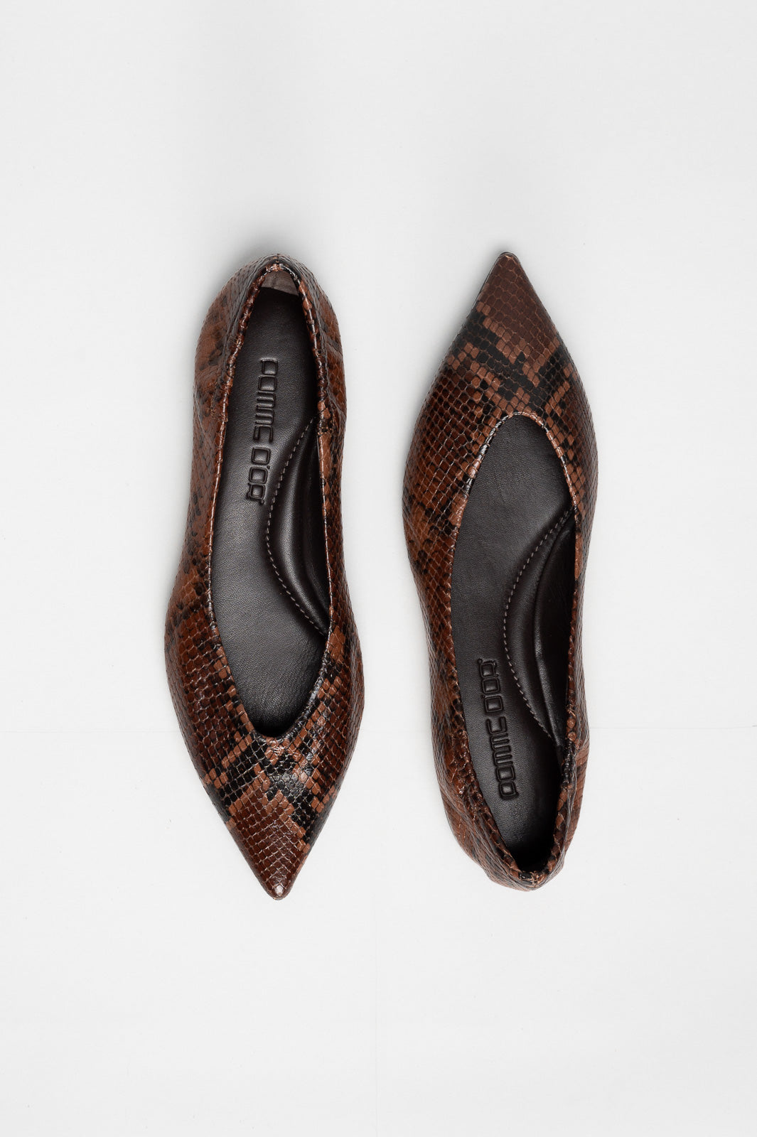 Ballet Flat Ingrid | Maple Brown Python-Embossed Leather