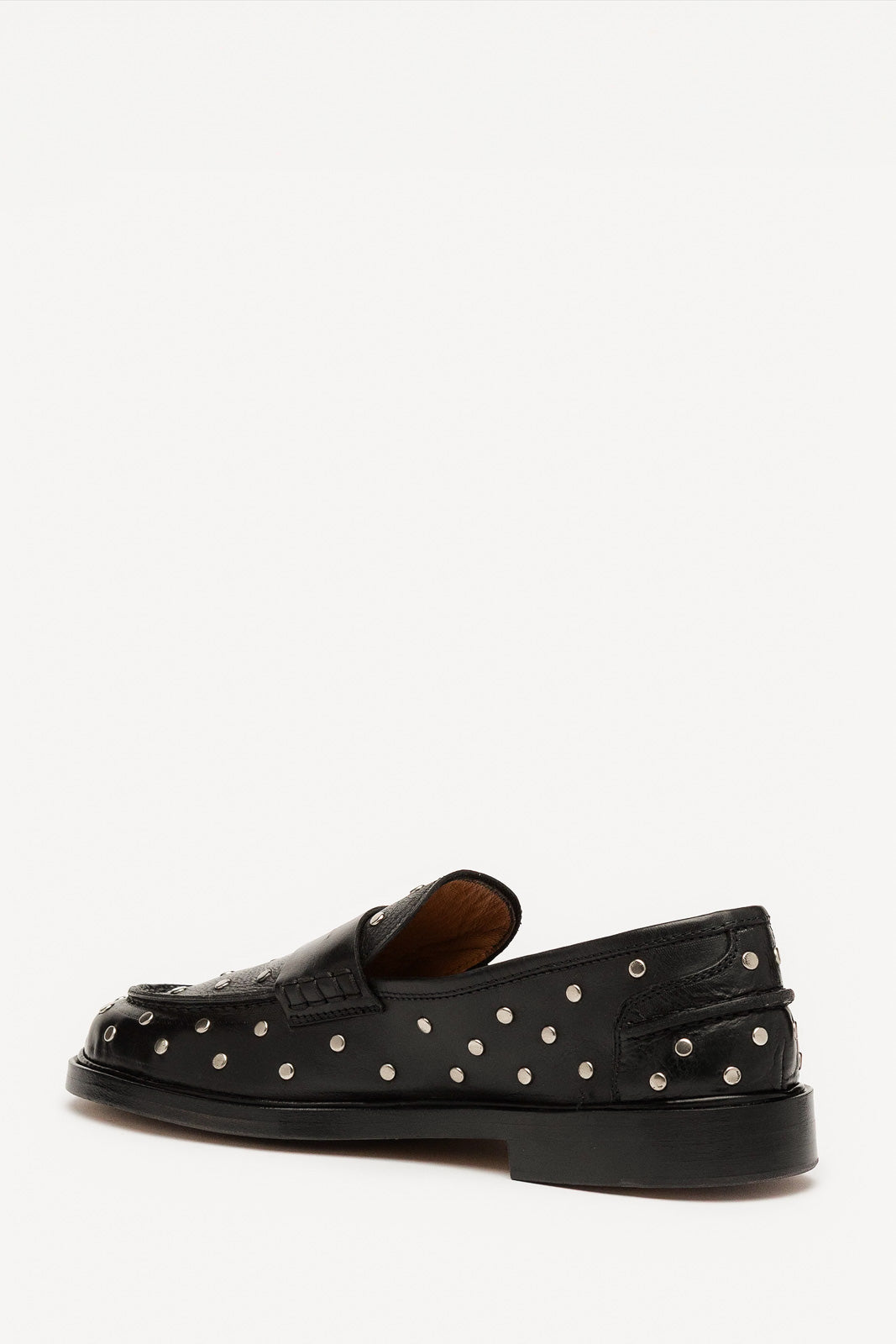 Penny Loafer Pia Studs | Black Calf Leather