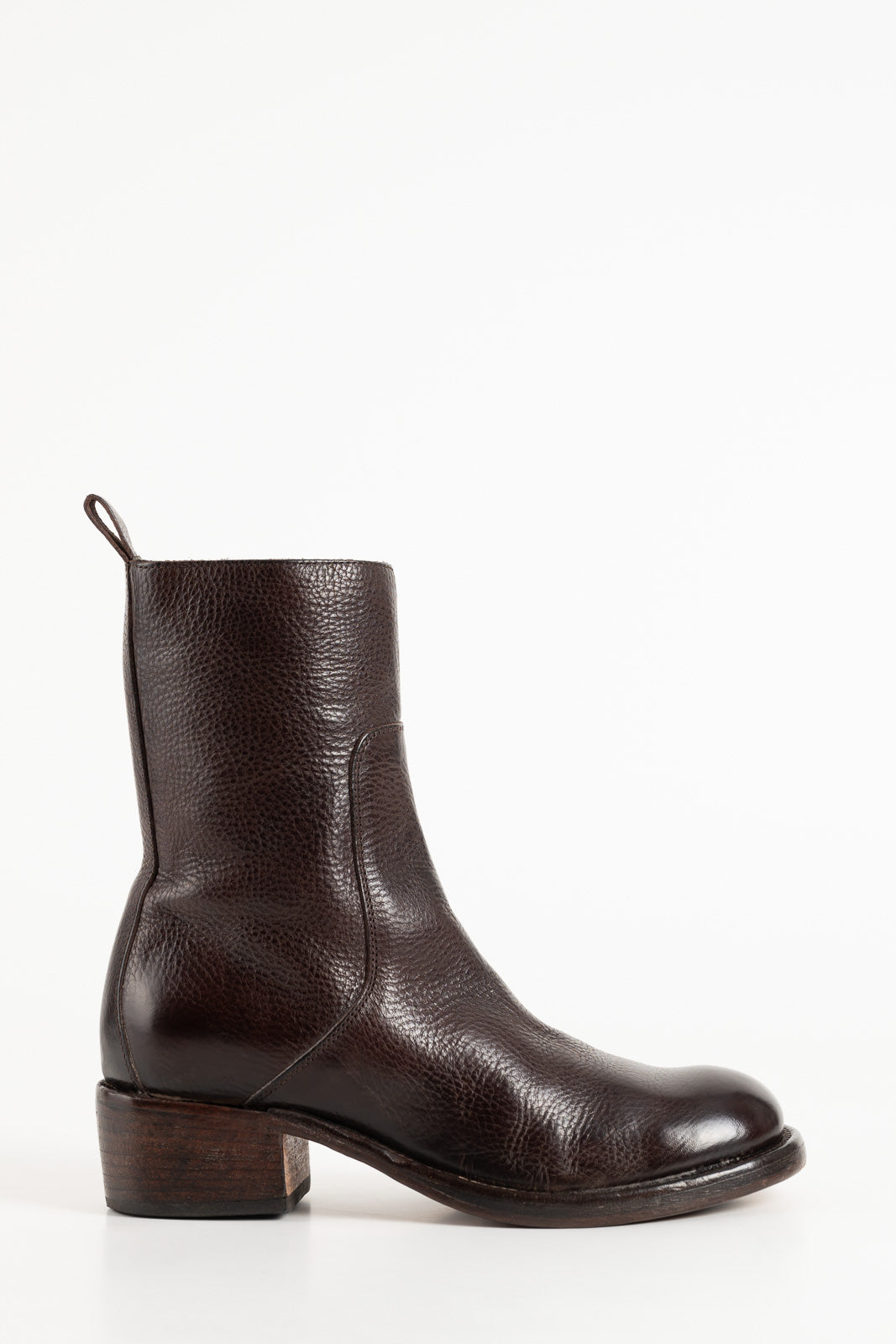 Heeled Boot Arizona | Grained Brown Calf Leather