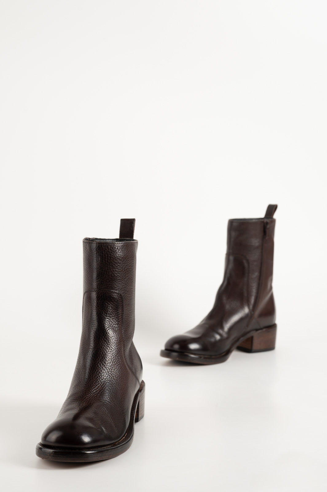 Heeled Boot Arizona | Grained Brown Calf Leather