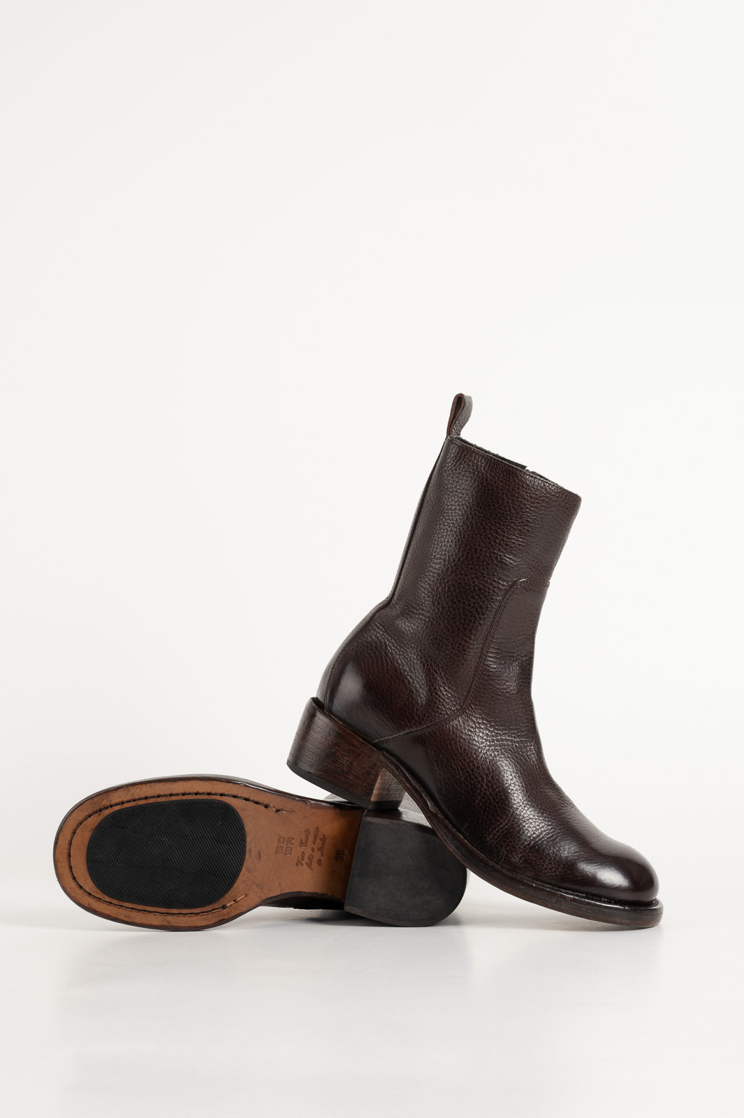 Heeled Boot Arizona | Grained Brown Calf Leather