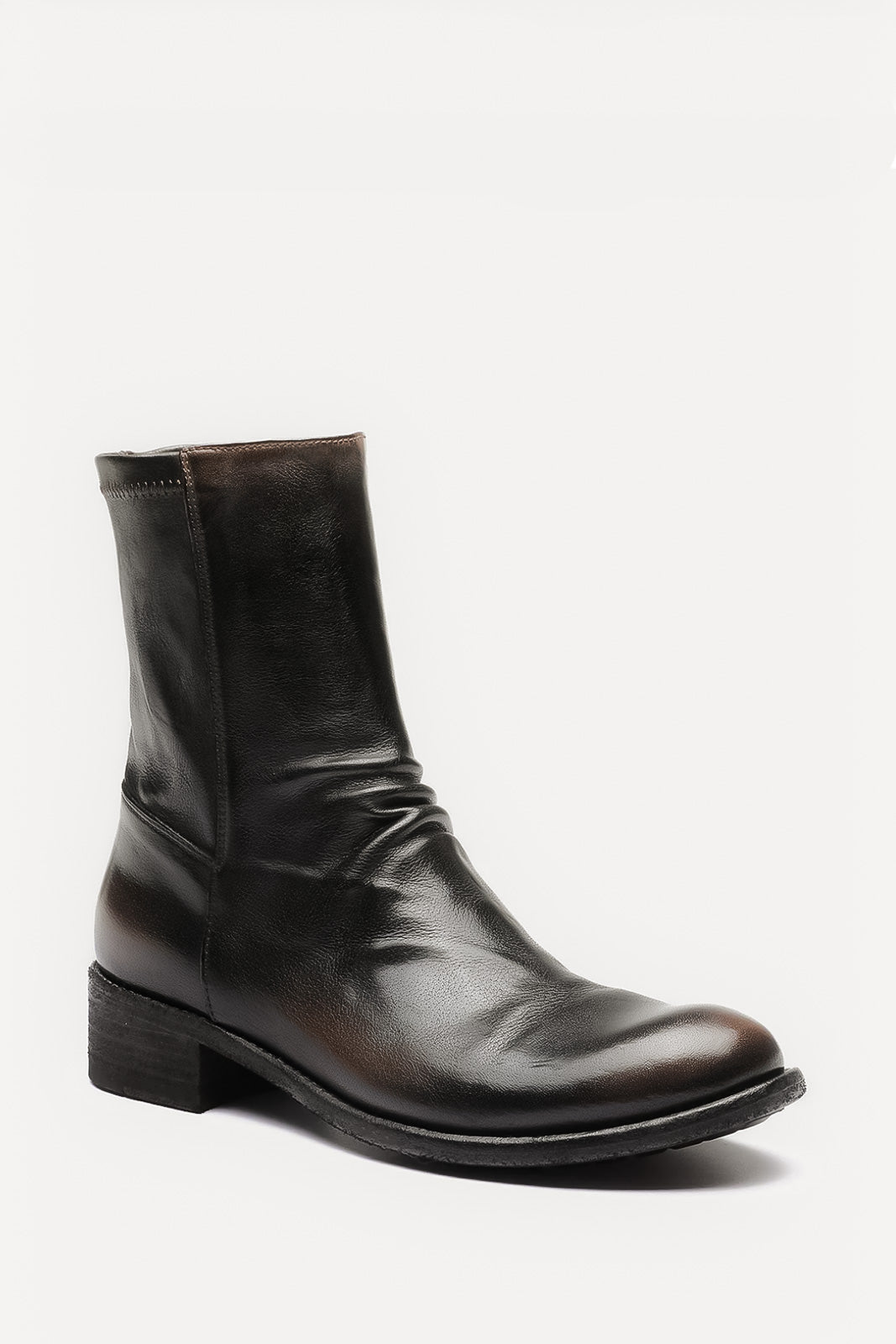 Zip-Stretch Boot Lison | Black-Brown Shade Buffalo Leather