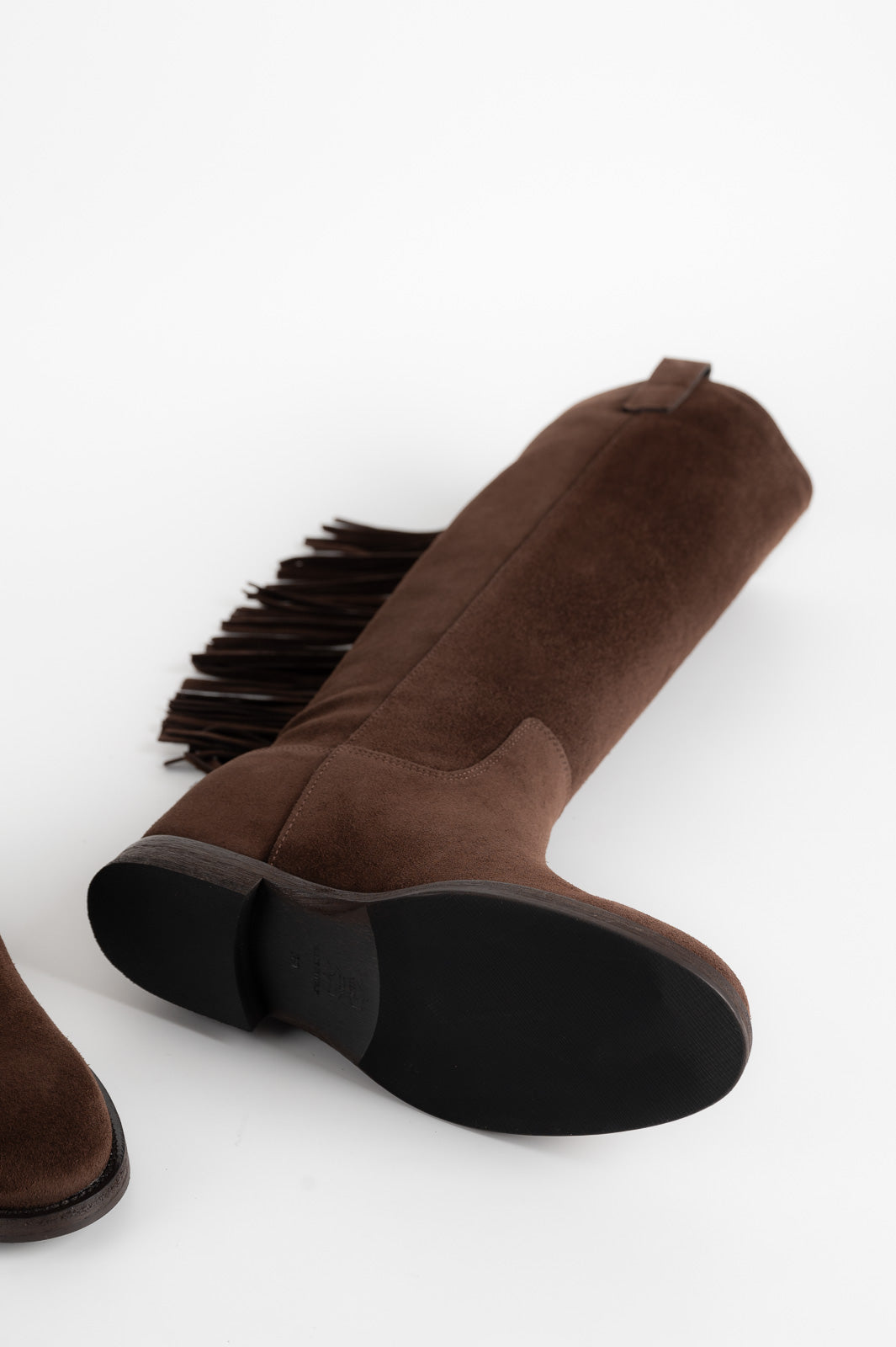 High Boot Noema 5cm Wedge | Cacao Brown Suede Fringes