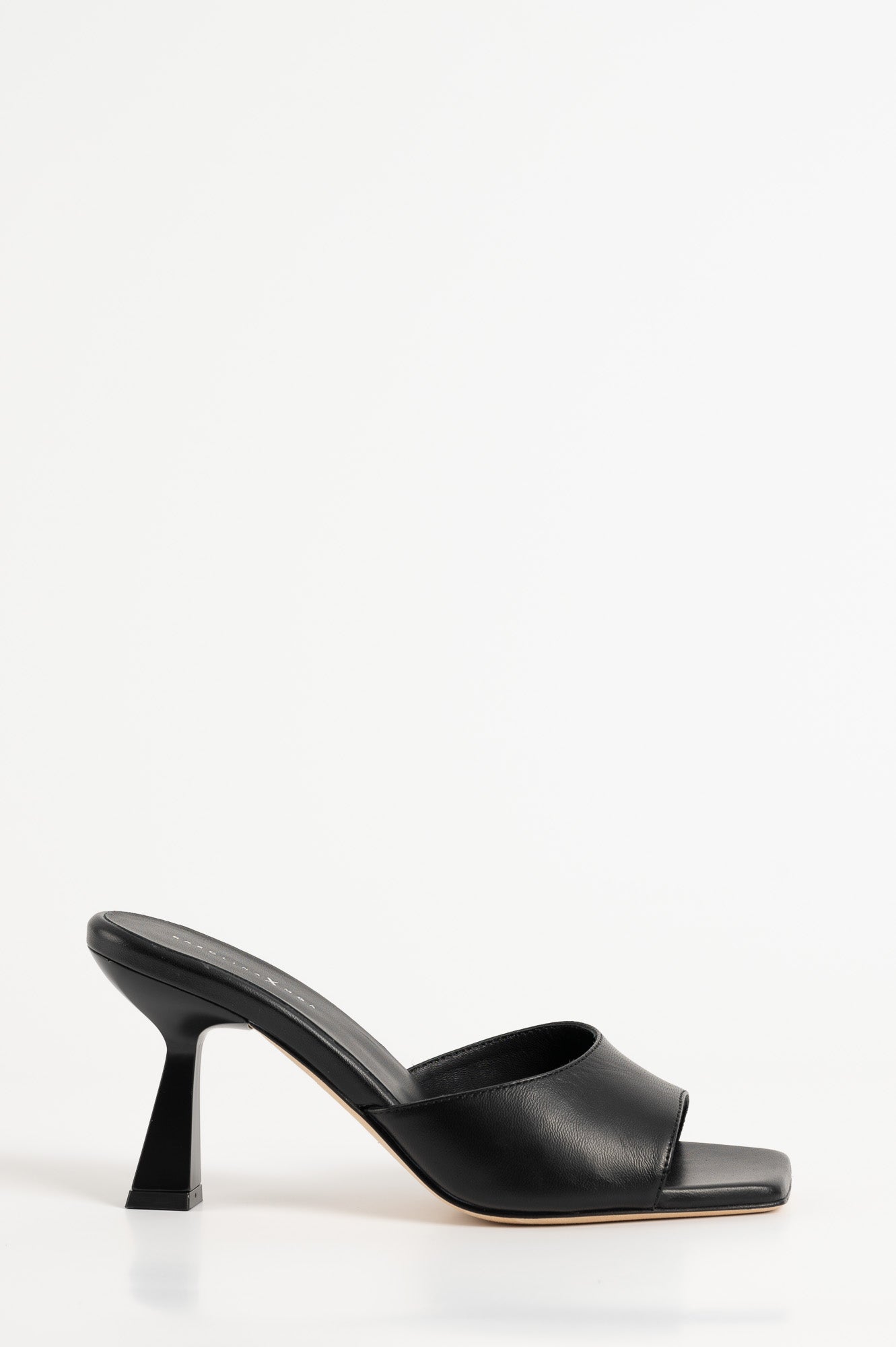 Heeled Mule Sandal Dahlia | Luxe Black Calf Leather