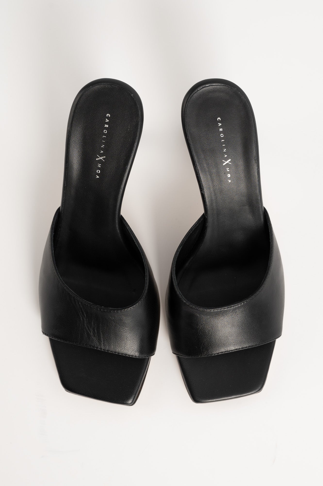 Heeled Mule Sandal Dahlia | Luxe Black Calf Leather