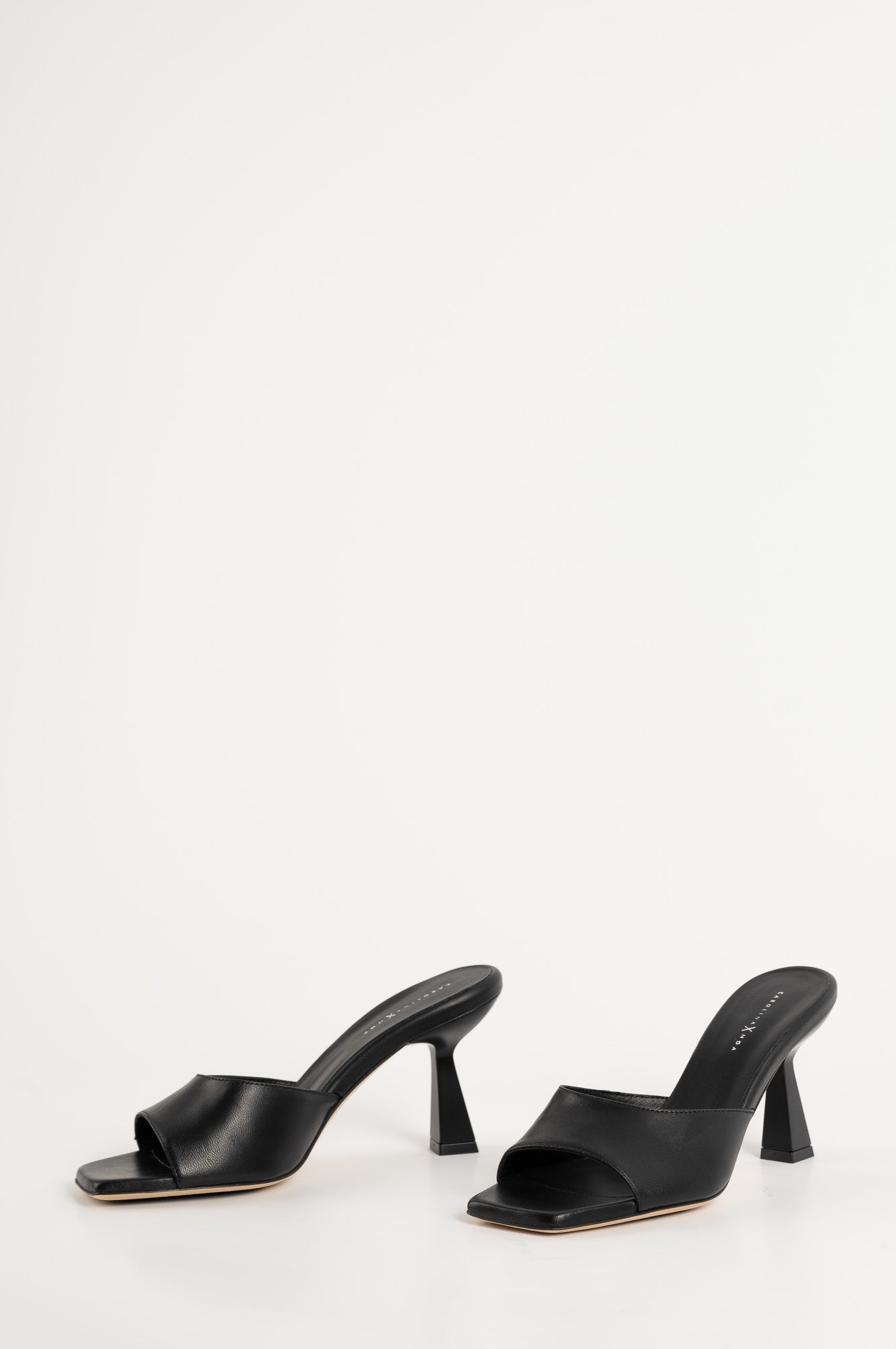 Heeled Mule Sandal Dahlia | Luxe Black Calf Leather