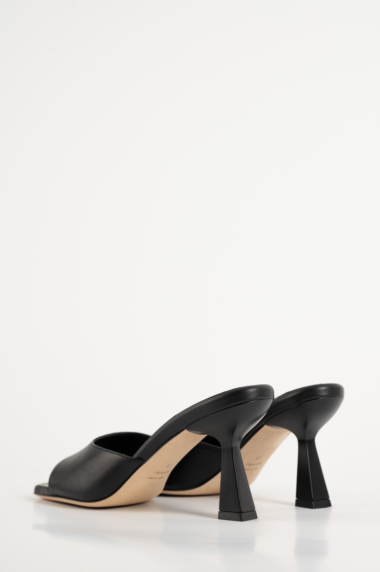 Heeled Mule Sandal Dahlia | Luxe Black Calf Leather