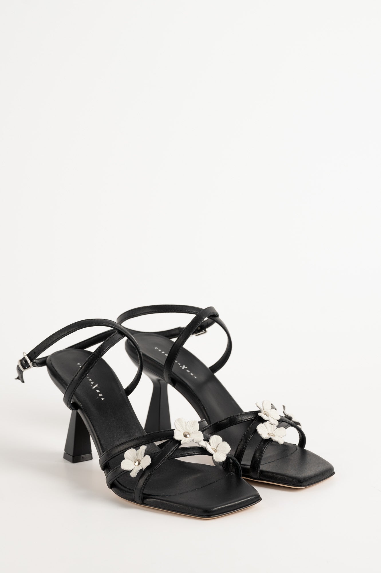 Heeled Sandal Flora | Noble Black Calf Leather